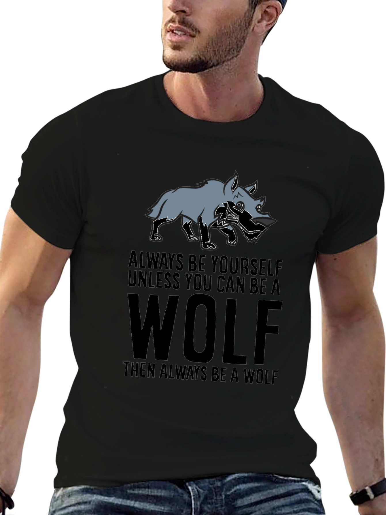 Always Be A Wolf Graphic Tee - Black T-Shirt