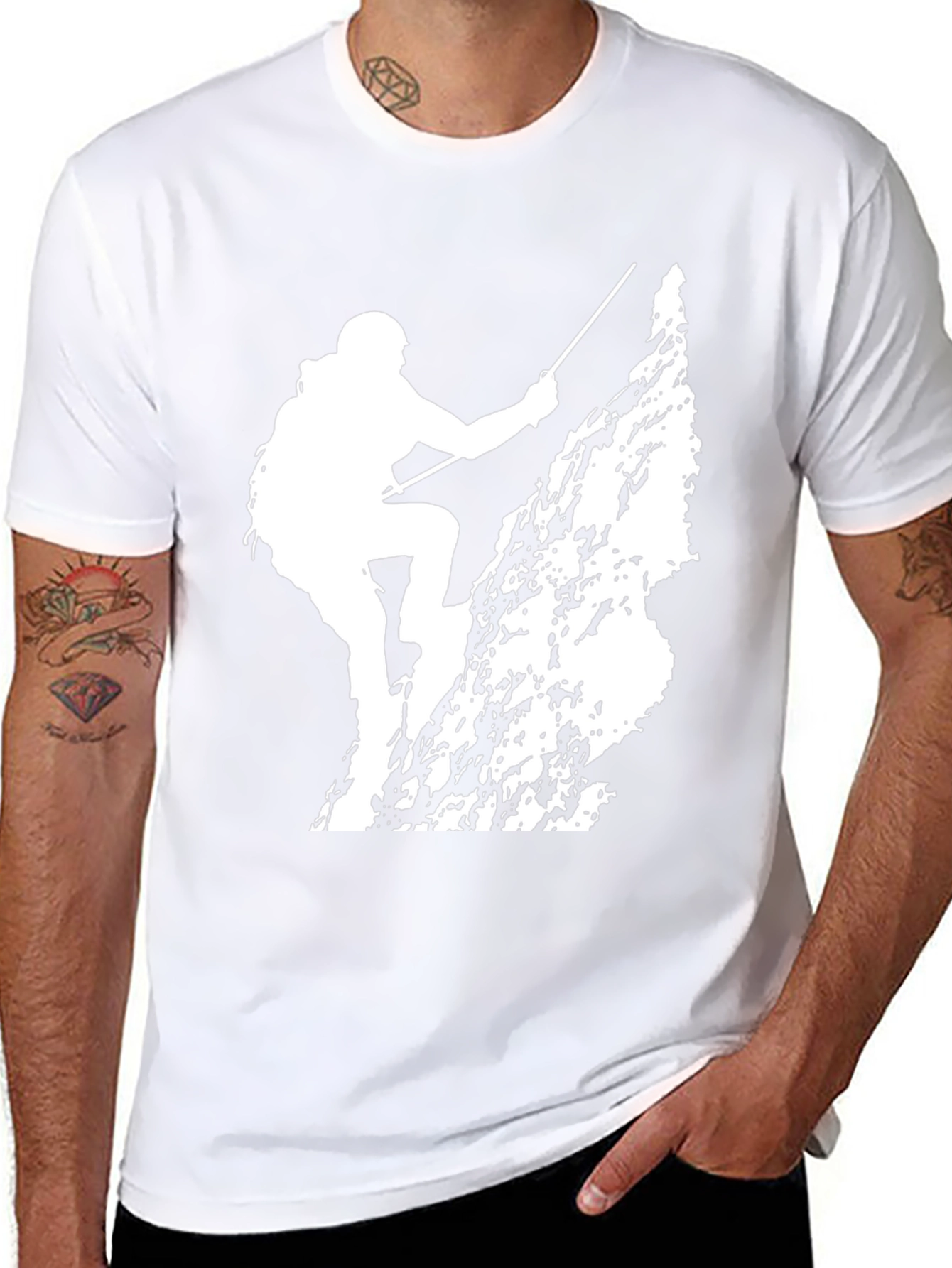 Rock Climbing Silhouette Tee - Black Cotton Comfort
