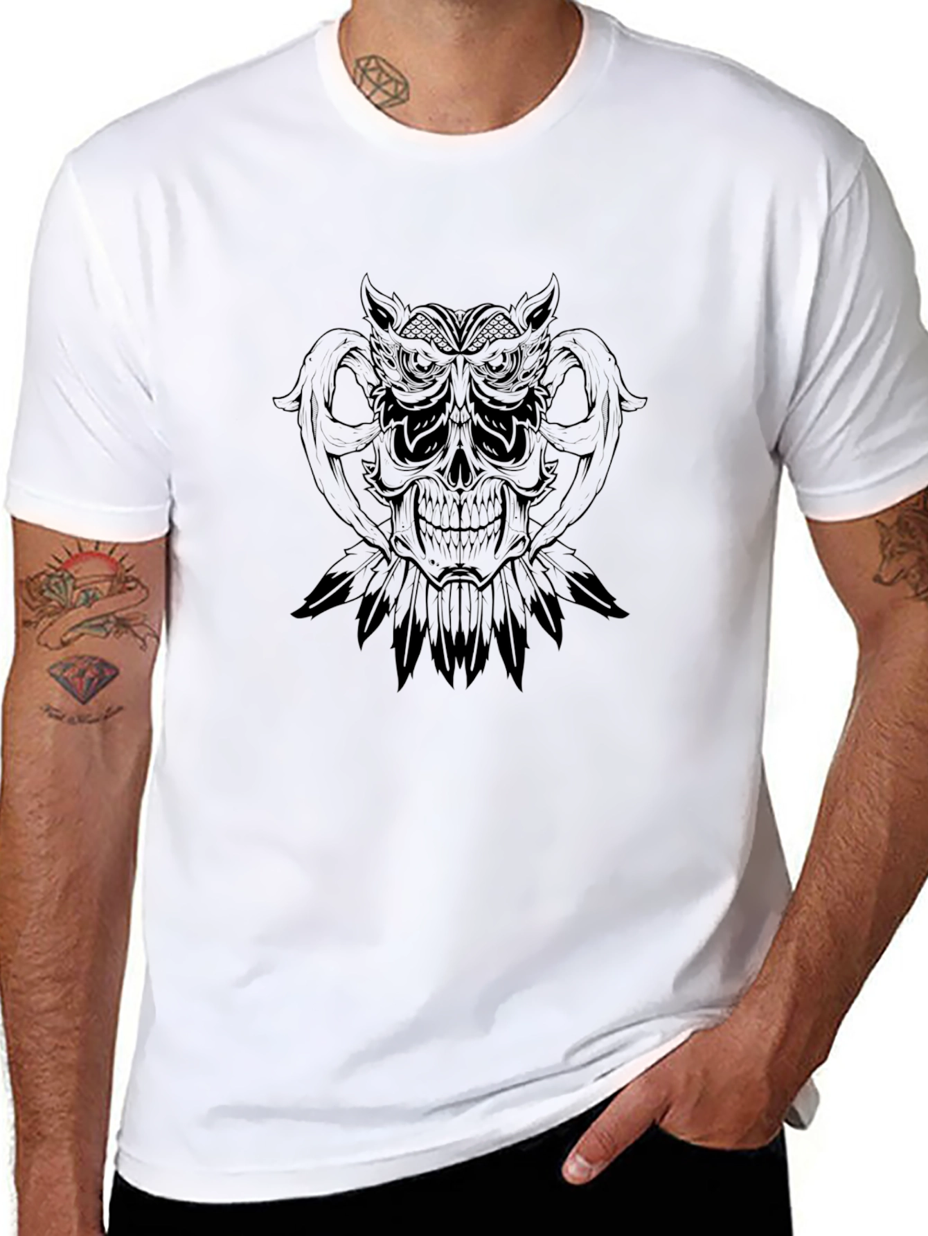 Mens Black Skull Graphic Tee