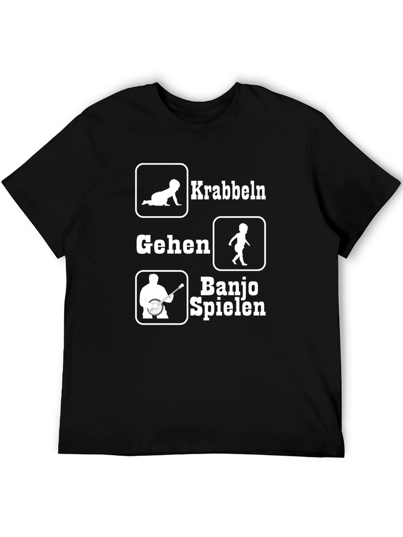 Krabbeln Gehen Banjo Spielen Black Graphic T-Shirt