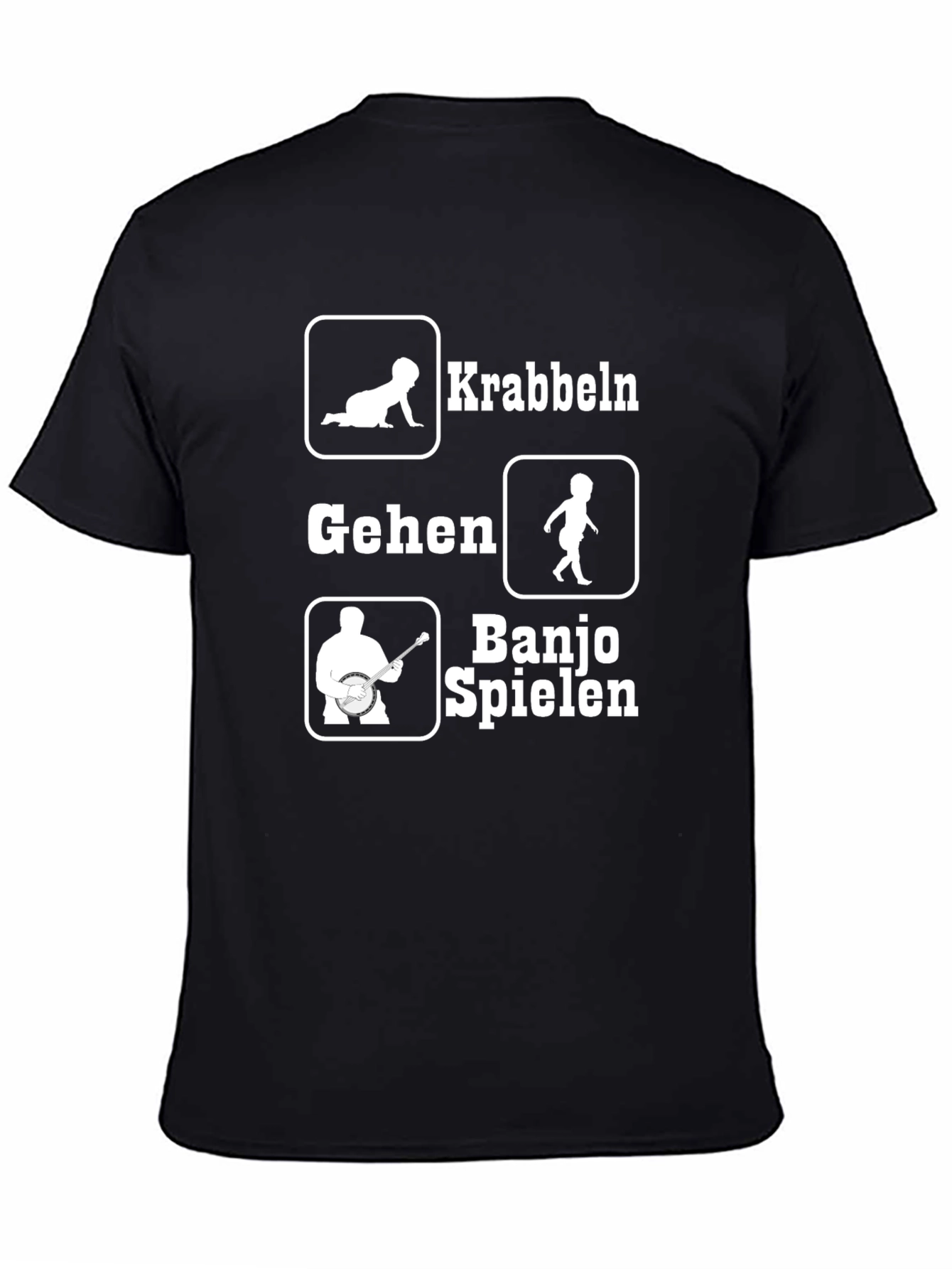 Krabbeln Gehen Banjo Spielen Black Graphic T-Shirt