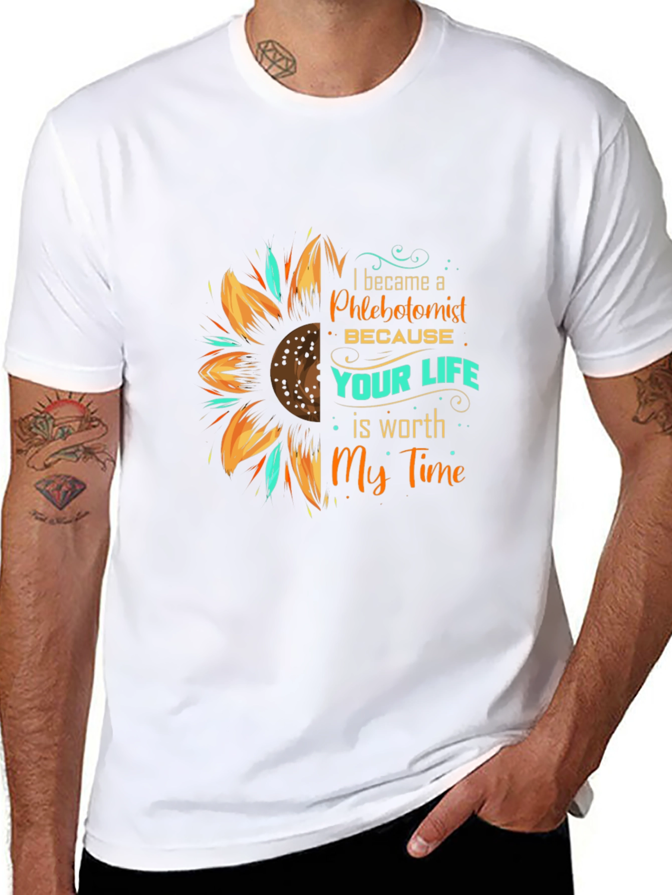Phlebotomist Sunflower Graphic T-Shirt