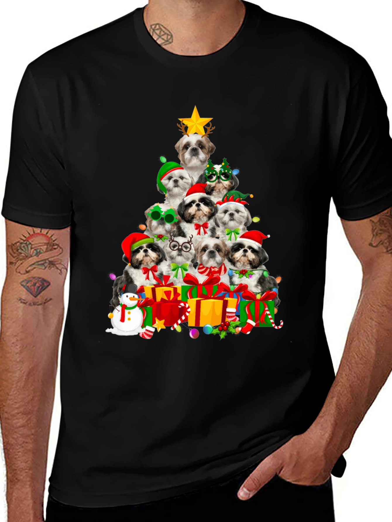 Christmas Shih Tzu Dog Tree T-Shirt