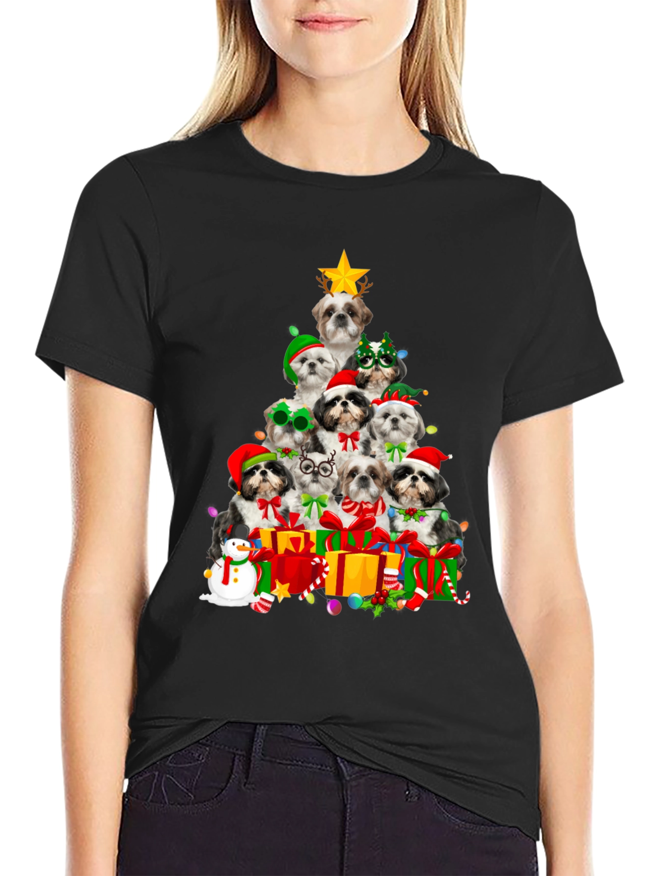 Christmas Shih Tzu Dog Tree T-Shirt