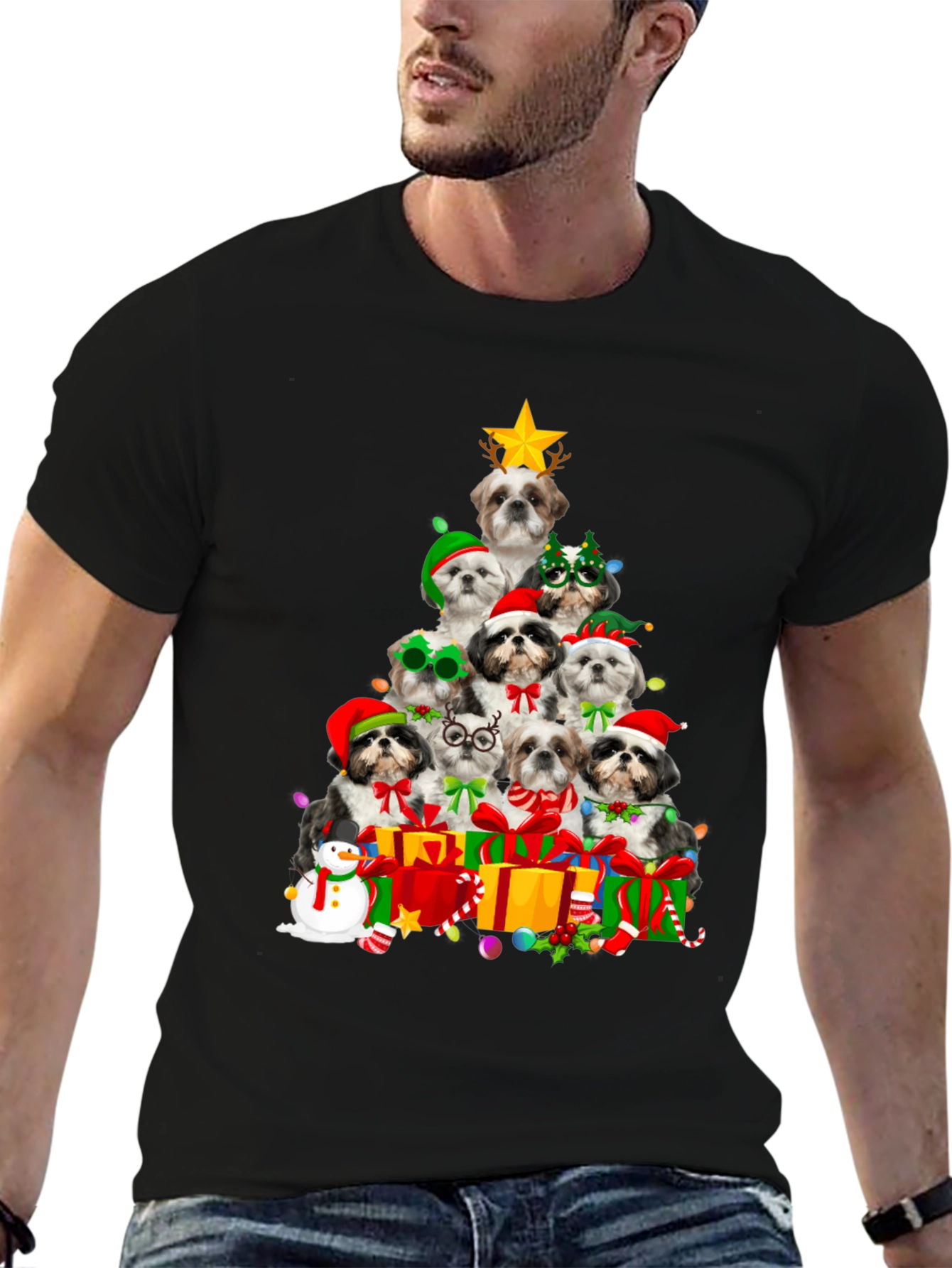 Christmas Shih Tzu Dog Tree T-Shirt