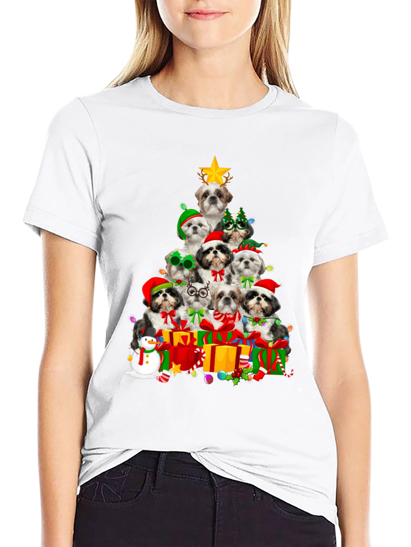 Christmas Shih Tzu Dog Tree T-Shirt