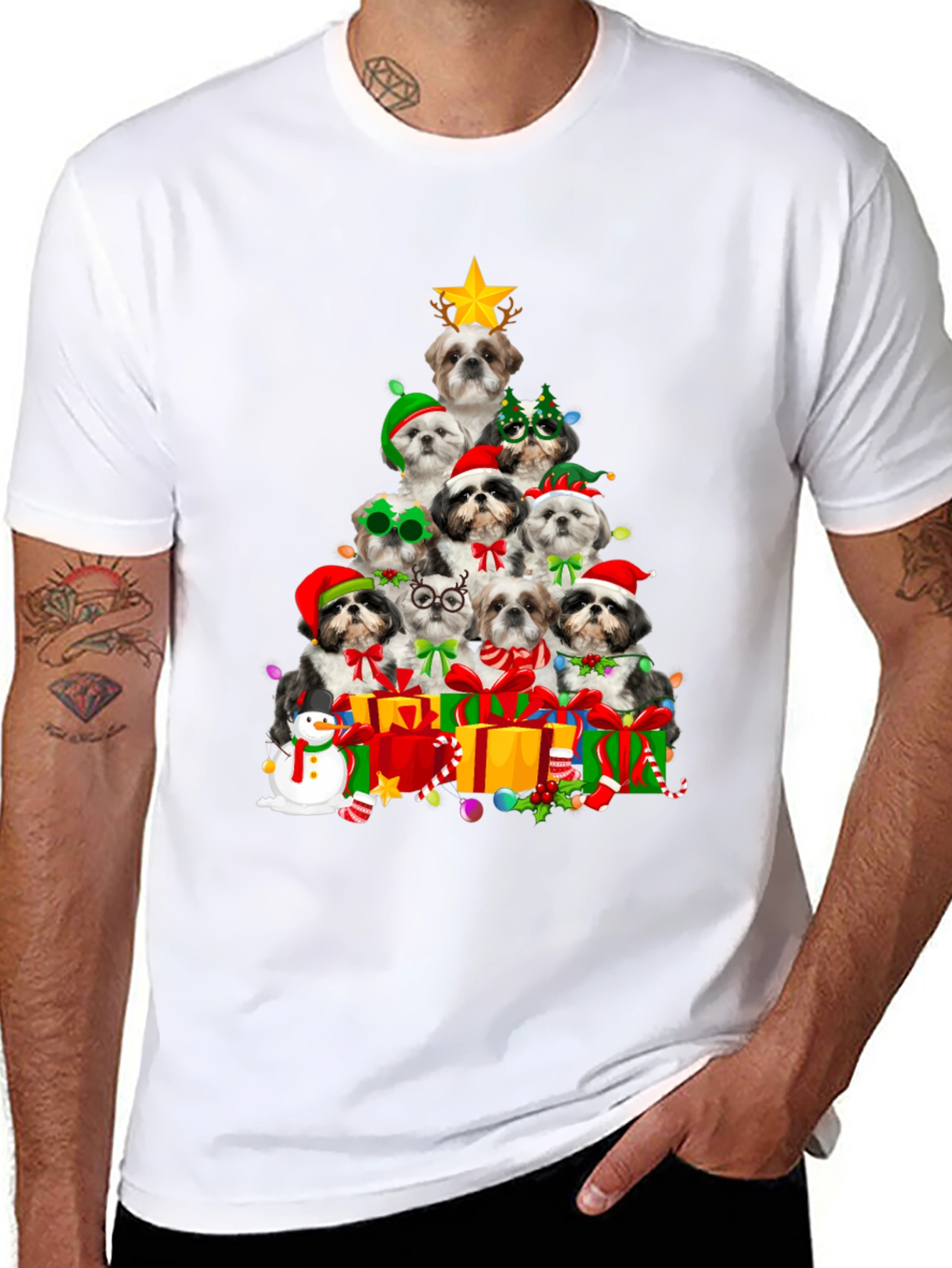 Christmas Shih Tzu Dog Tree T-Shirt