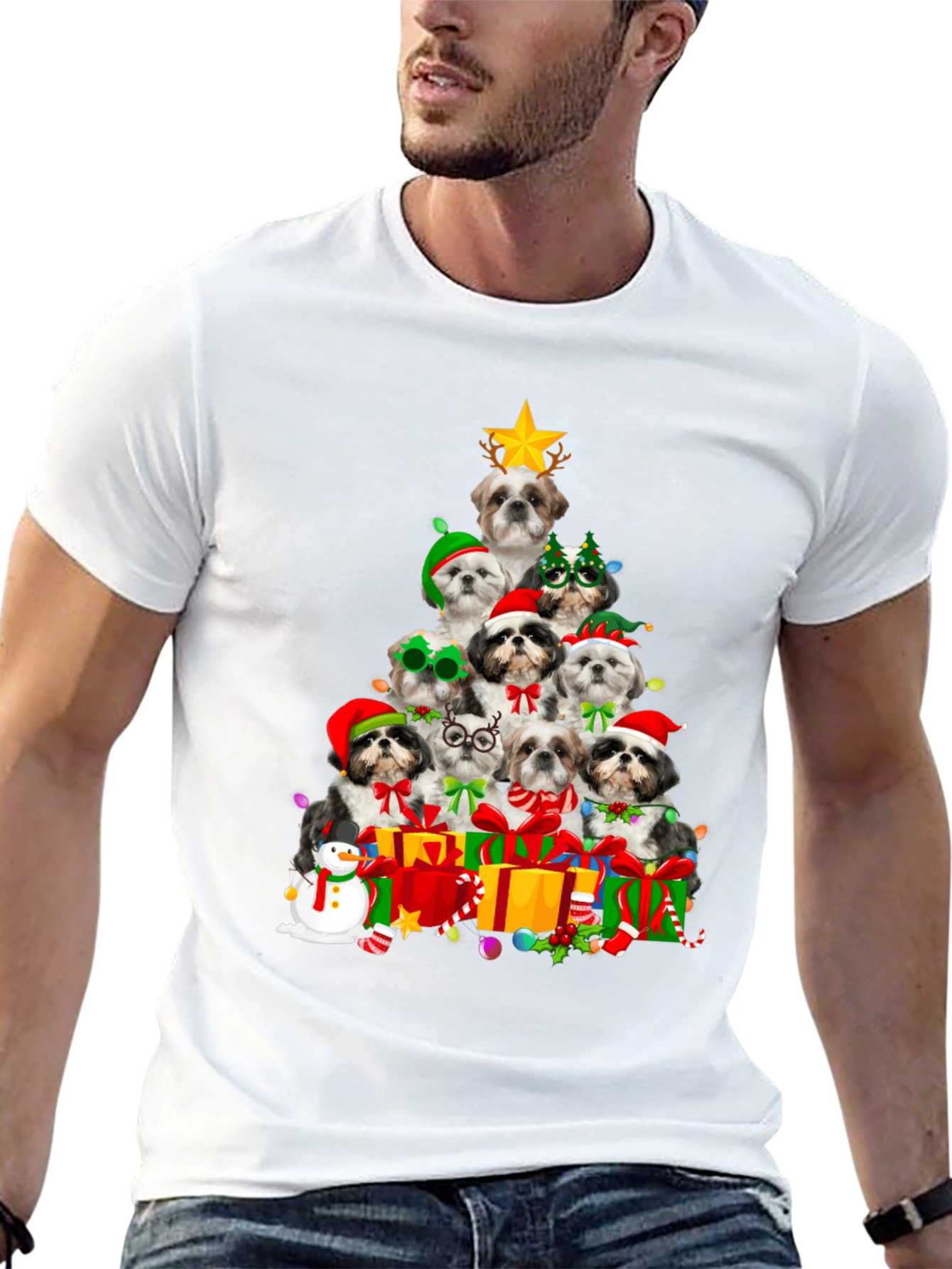Christmas Shih Tzu Dog Tree T-Shirt