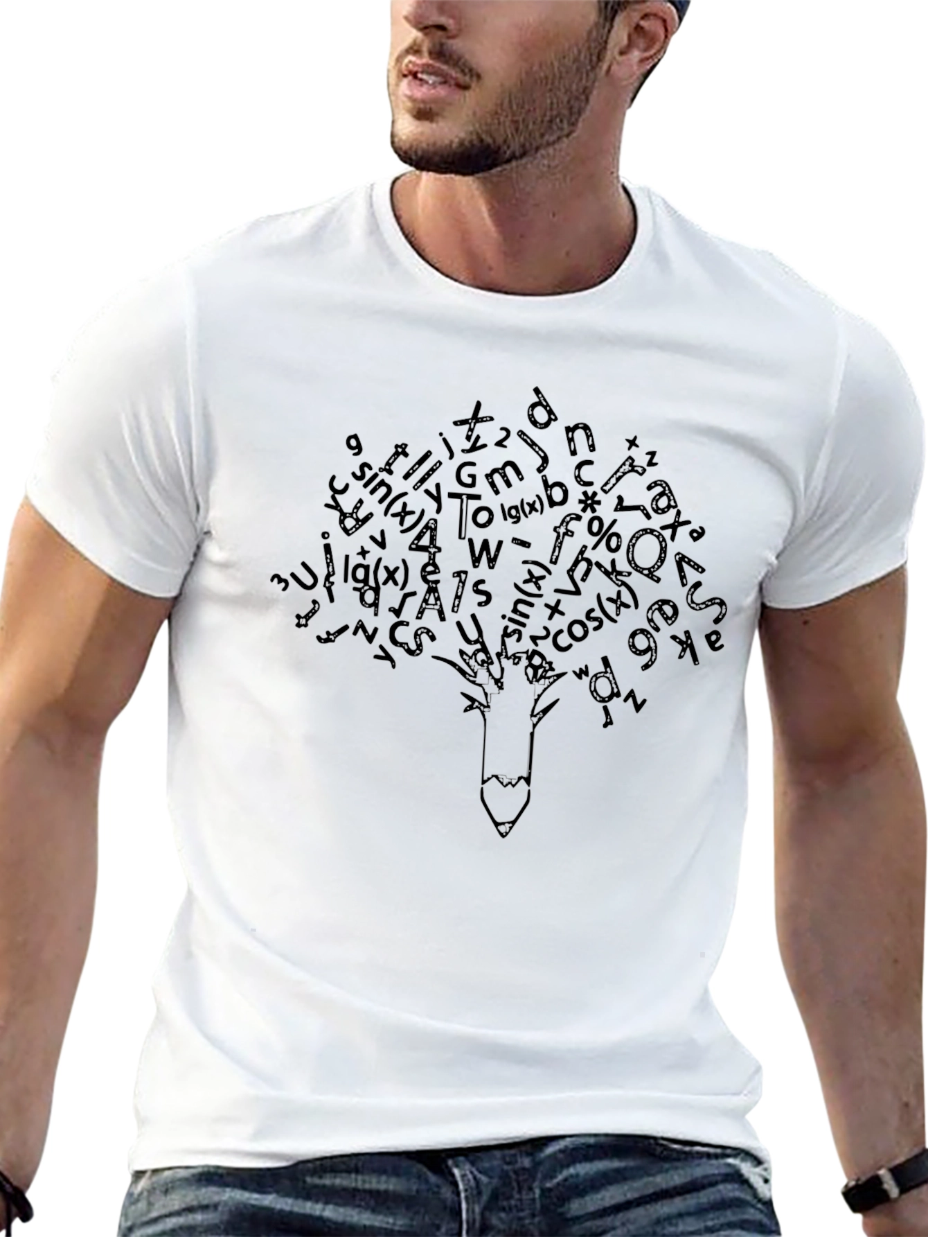 Math Equation Tree T-Shirt - Black Cotton