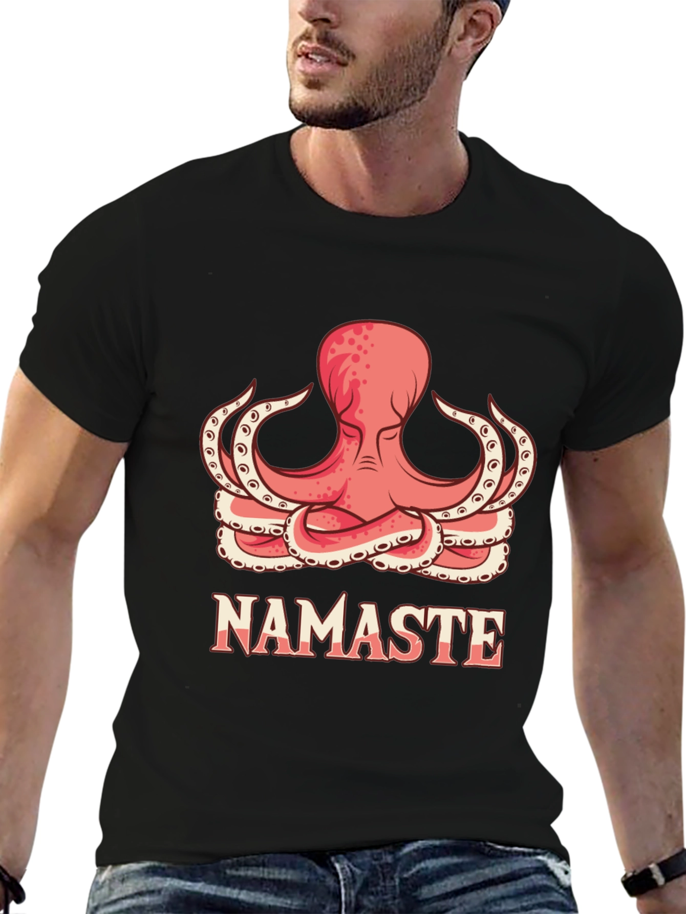 Namaste Octopus Graphic T-Shirt - Yoga Meditation Tee