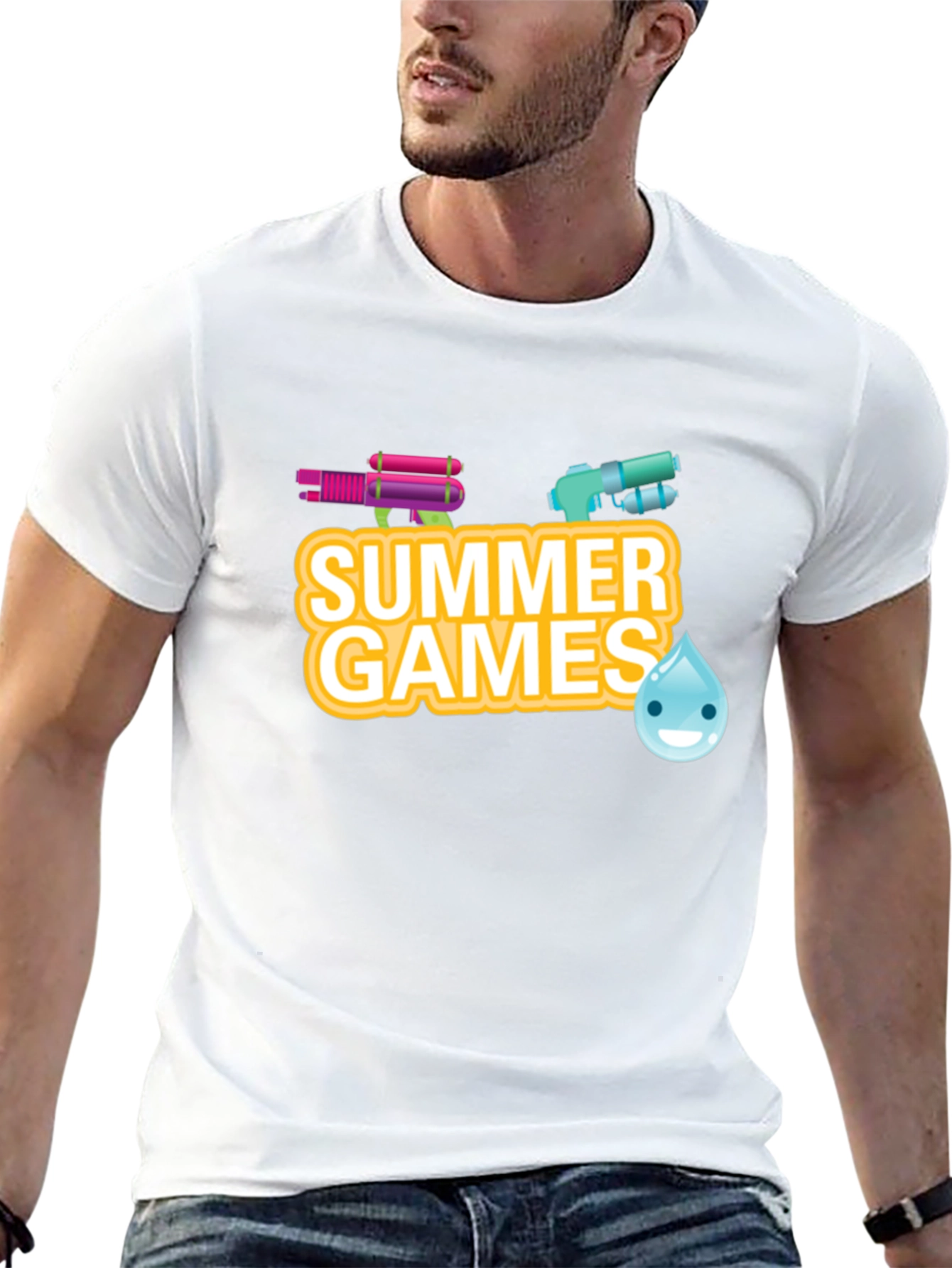 Summer Games Graphic Tee - Black Cotton T-Shirt