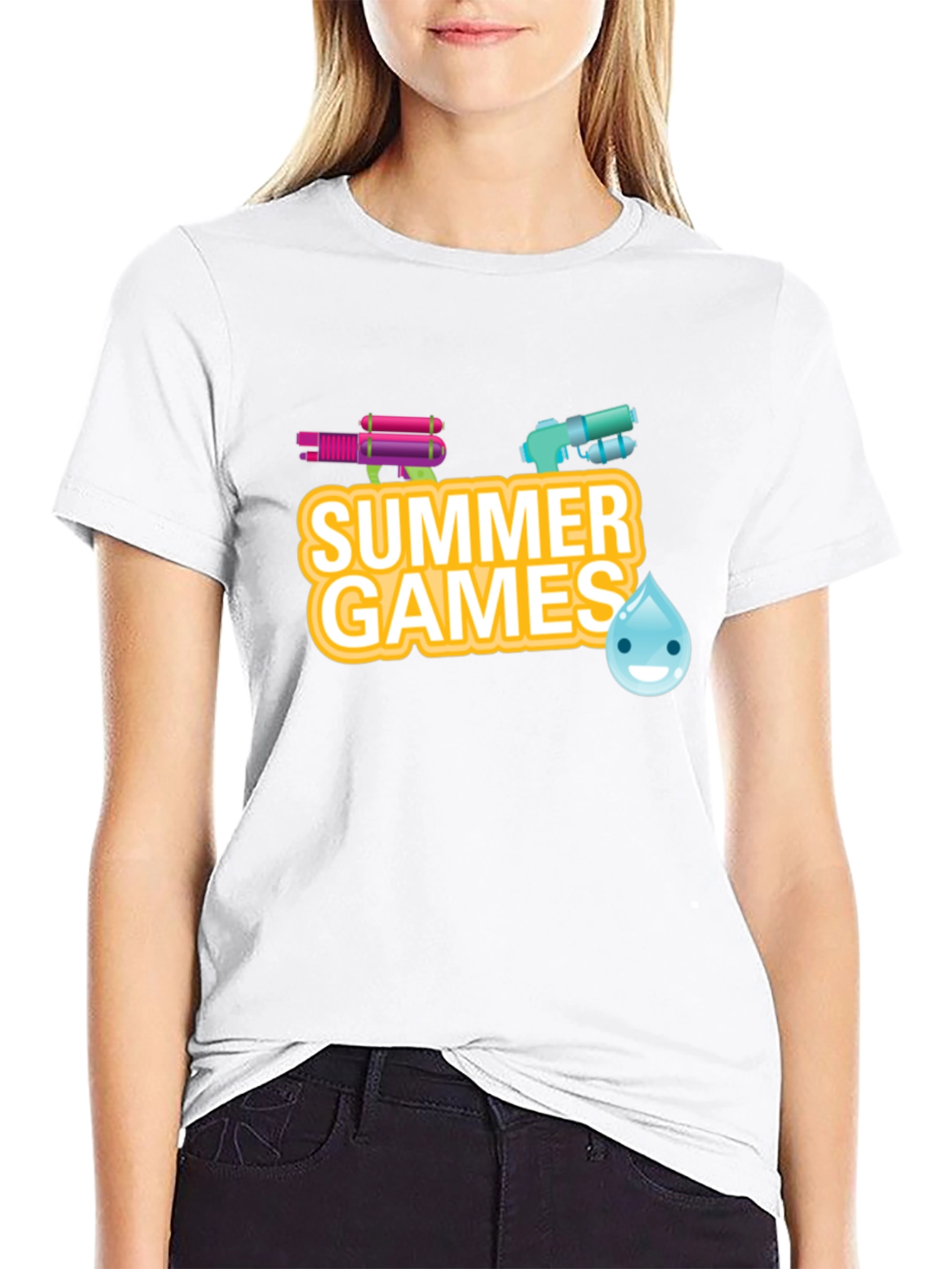 Summer Games Graphic Tee - Black Cotton T-Shirt
