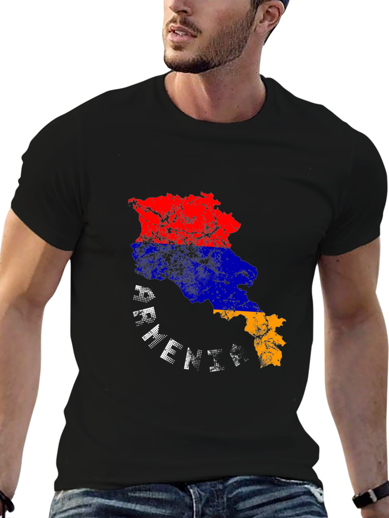 Armenia Flag Map T-Shirt - Black Graphic Tee
