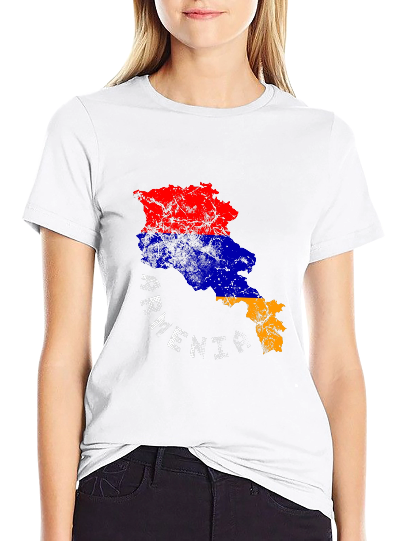 Armenia Flag Map T-Shirt - Black Graphic Tee