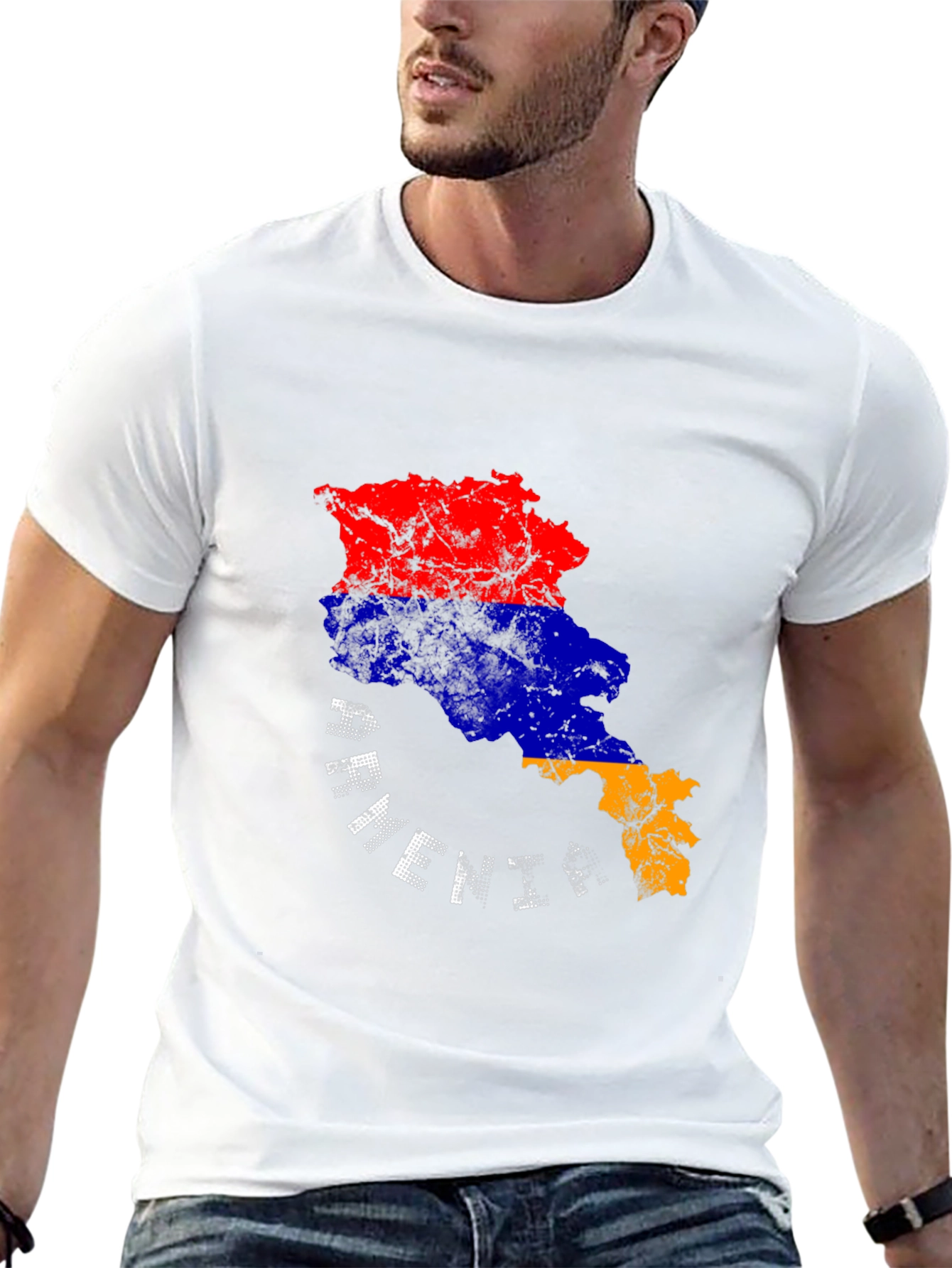 Armenia Flag Map T-Shirt - Black Graphic Tee