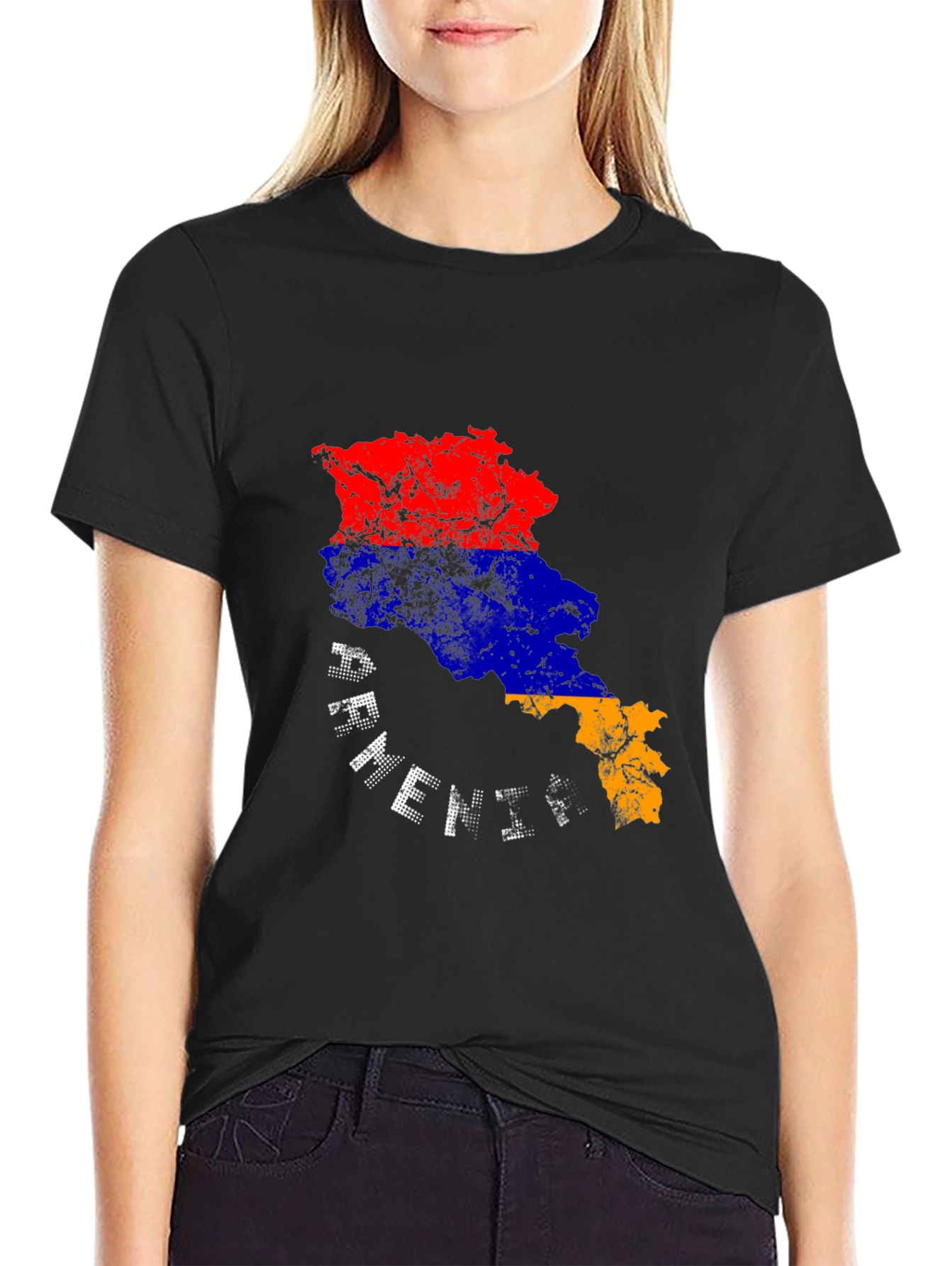 Armenia Flag Map T-Shirt - Black Graphic Tee
