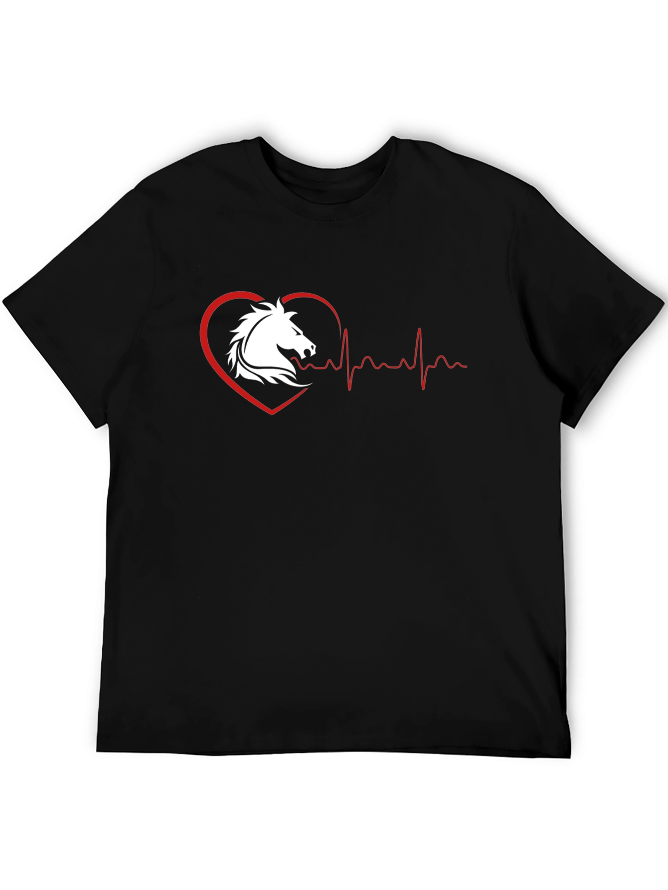 Horse Heartbeat Graphic Tee - Black