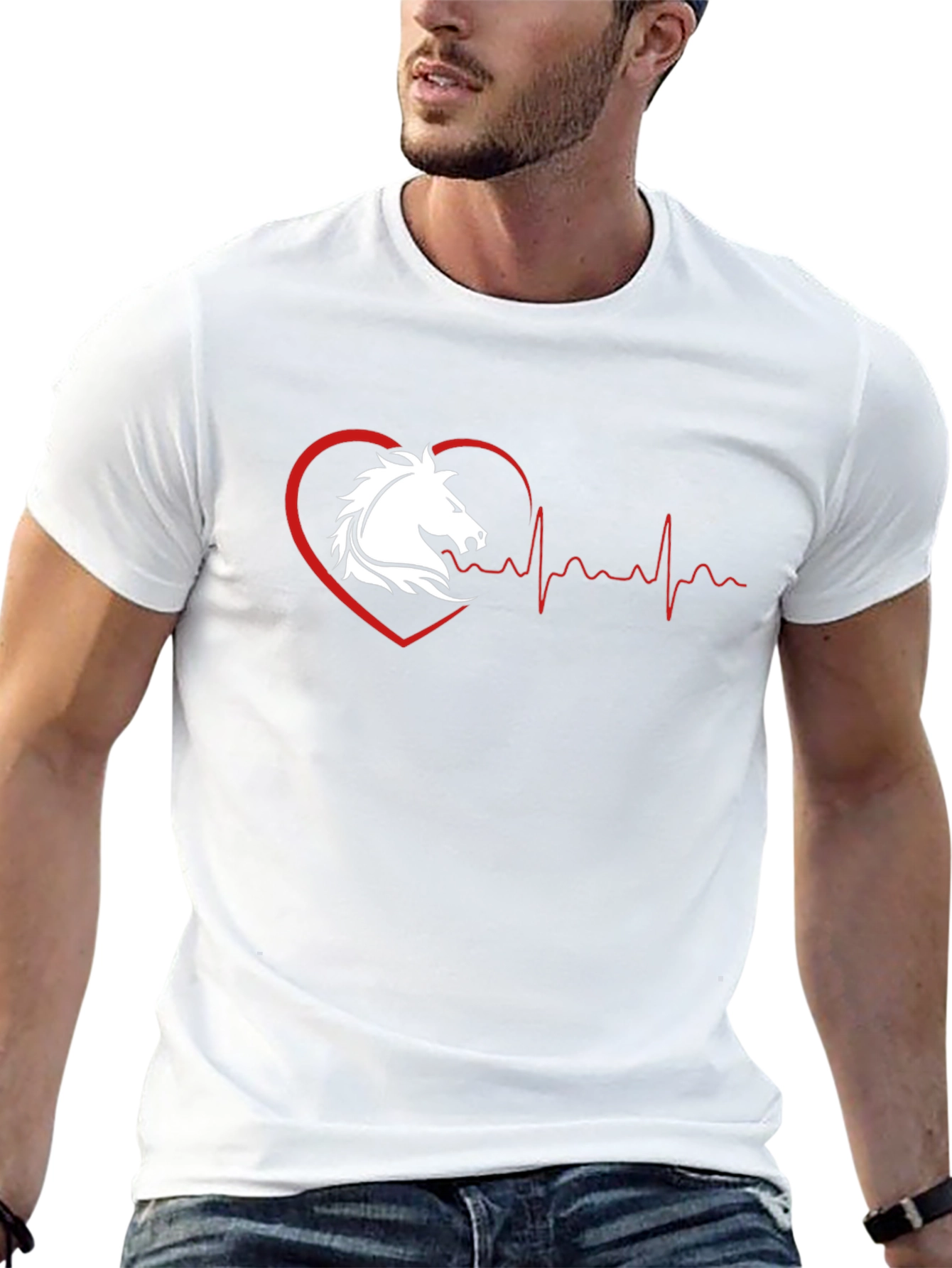 Horse Heartbeat Graphic Tee - Black