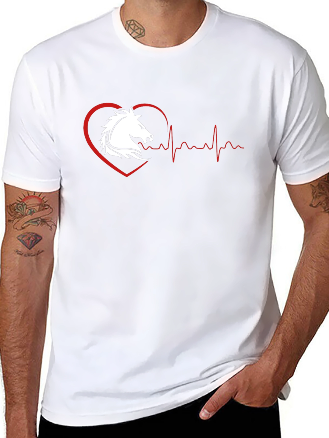 Horse Heartbeat Graphic Tee - Black