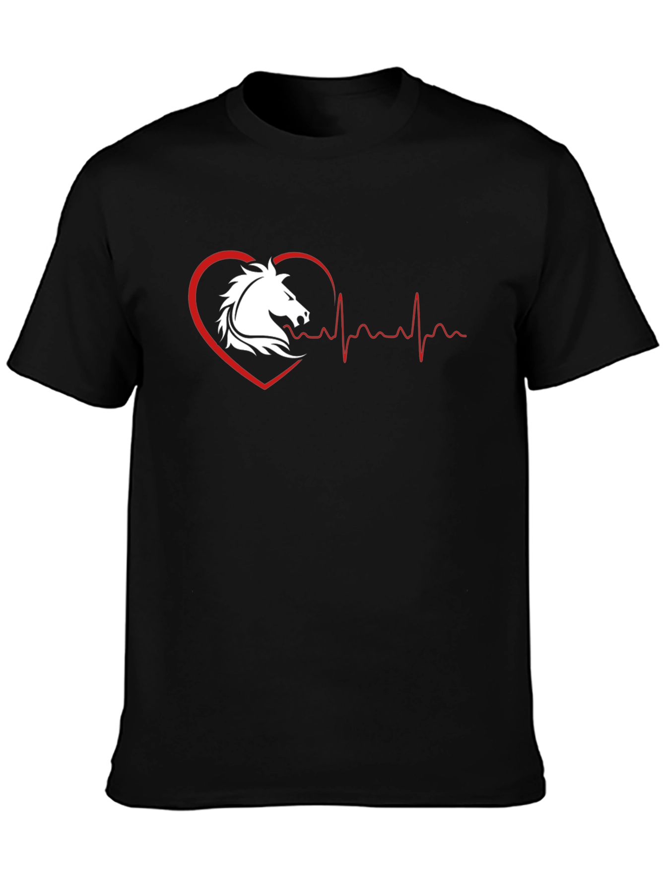 Horse Heartbeat Graphic Tee - Black