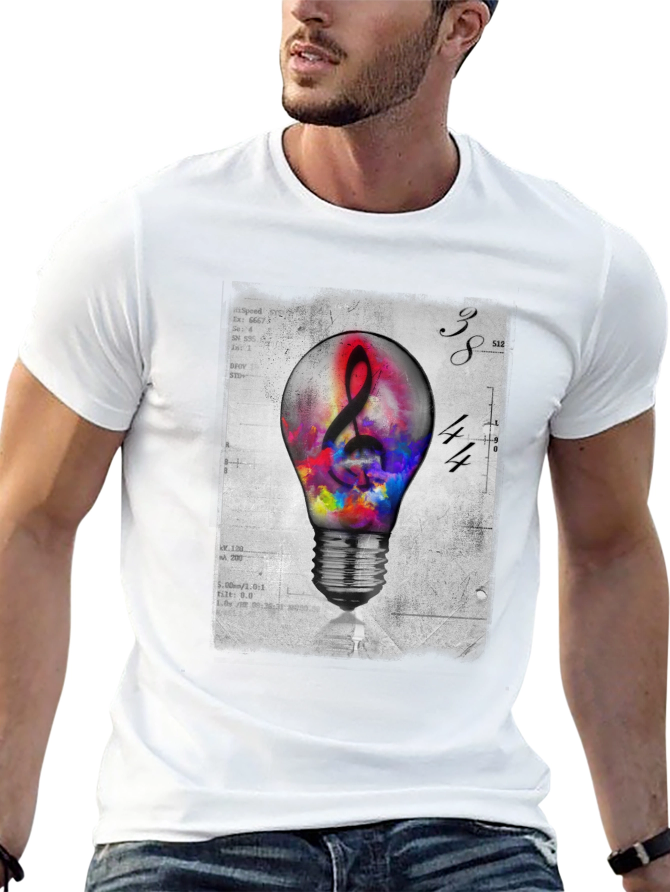 Artistic Light Bulb Music Note Graphic Tee