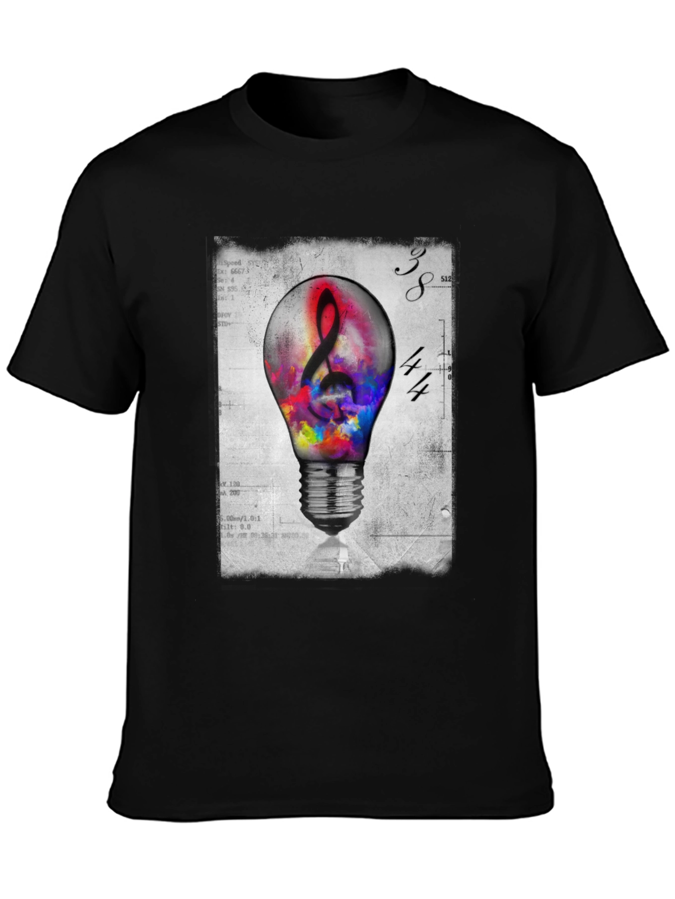 Artistic Light Bulb Music Note Graphic Tee