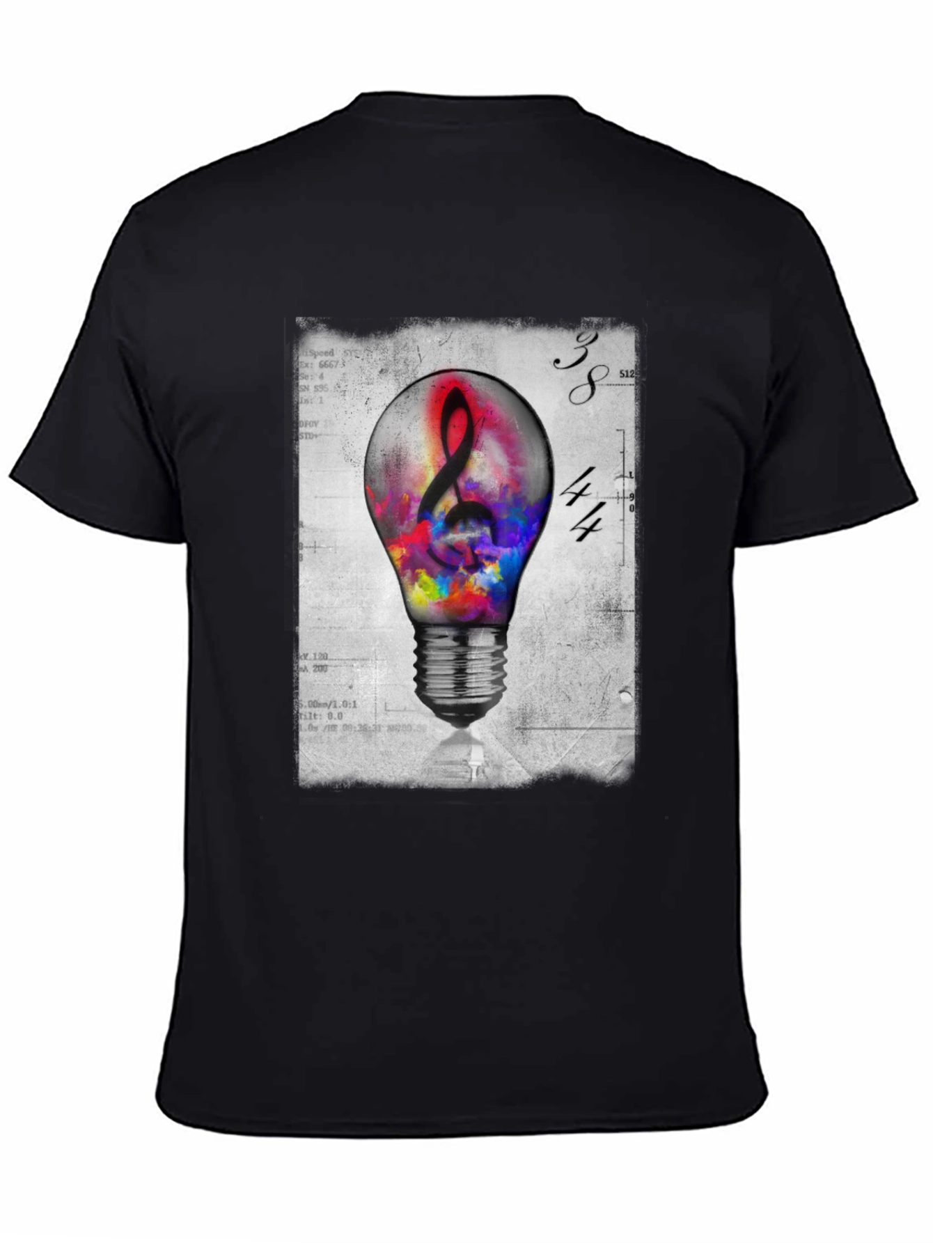 Artistic Light Bulb Music Note Graphic Tee