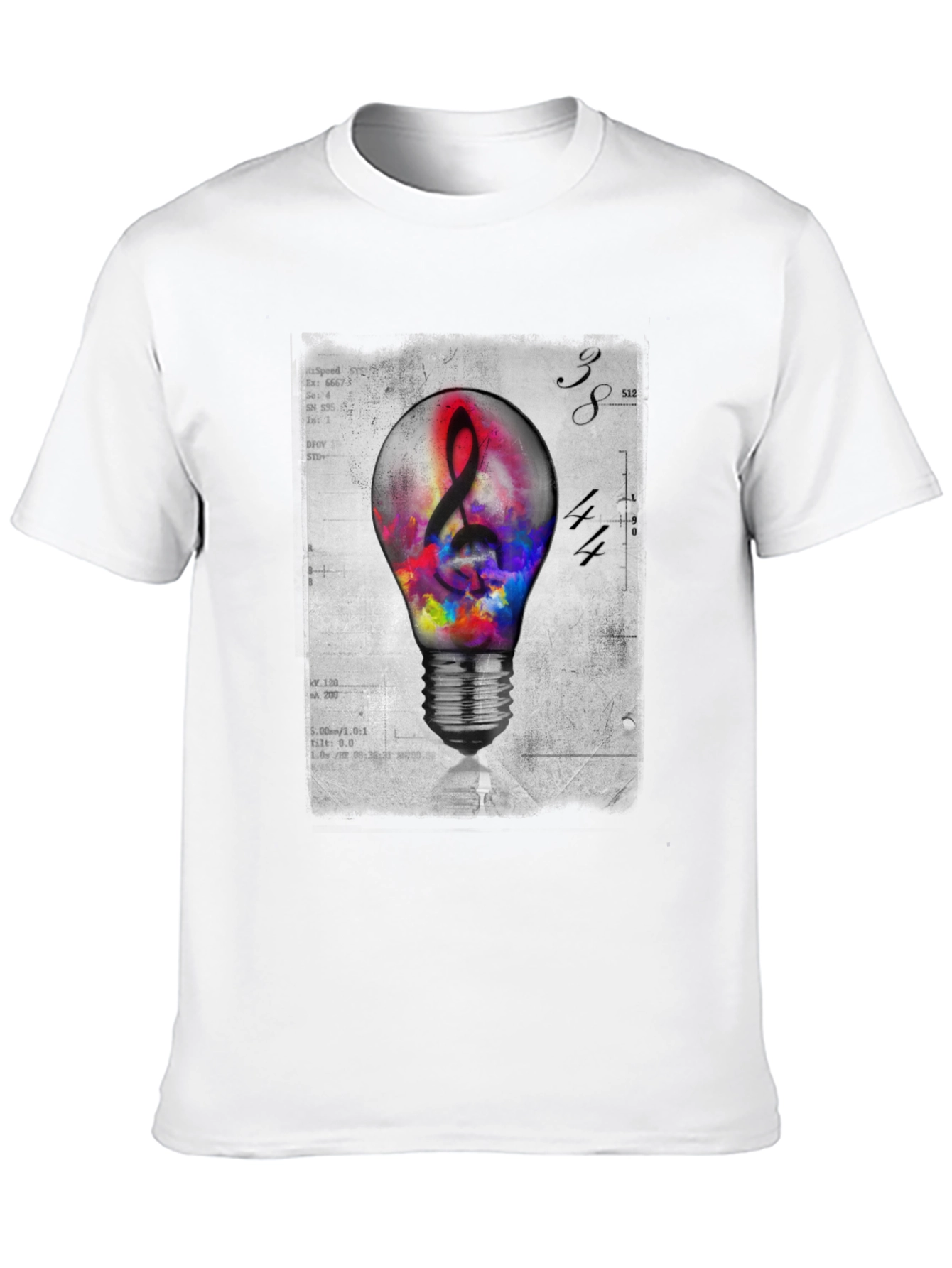 Artistic Light Bulb Music Note Graphic Tee