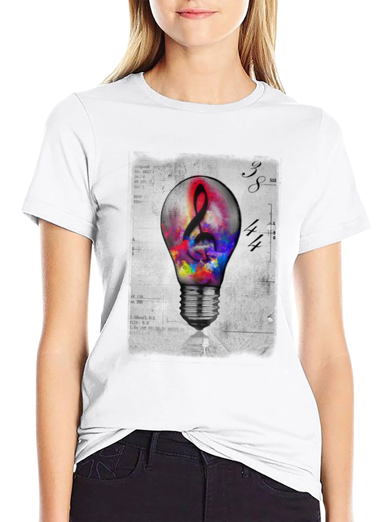 Artistic Light Bulb Music Note Graphic Tee