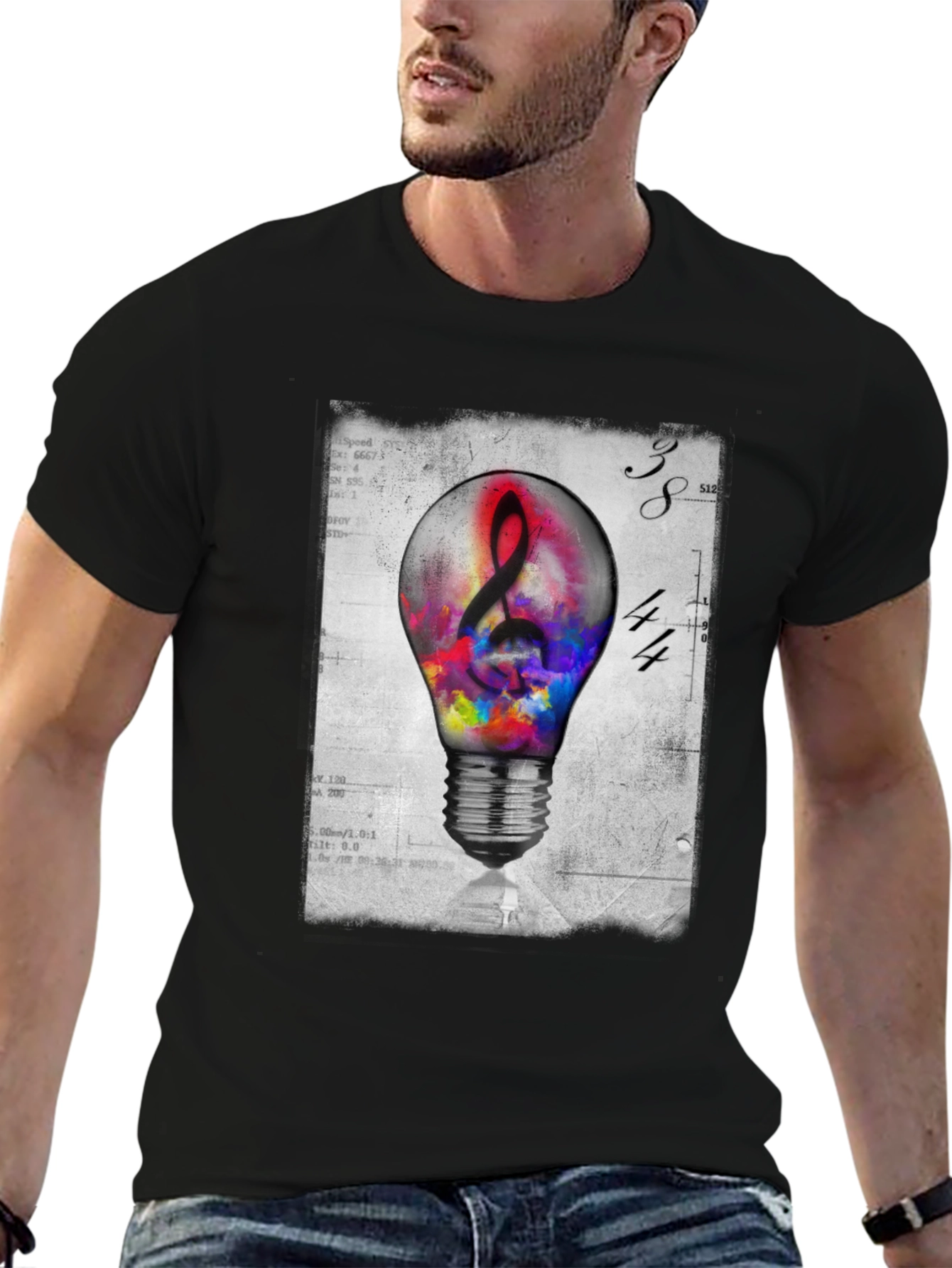 Artistic Light Bulb Music Note Graphic Tee