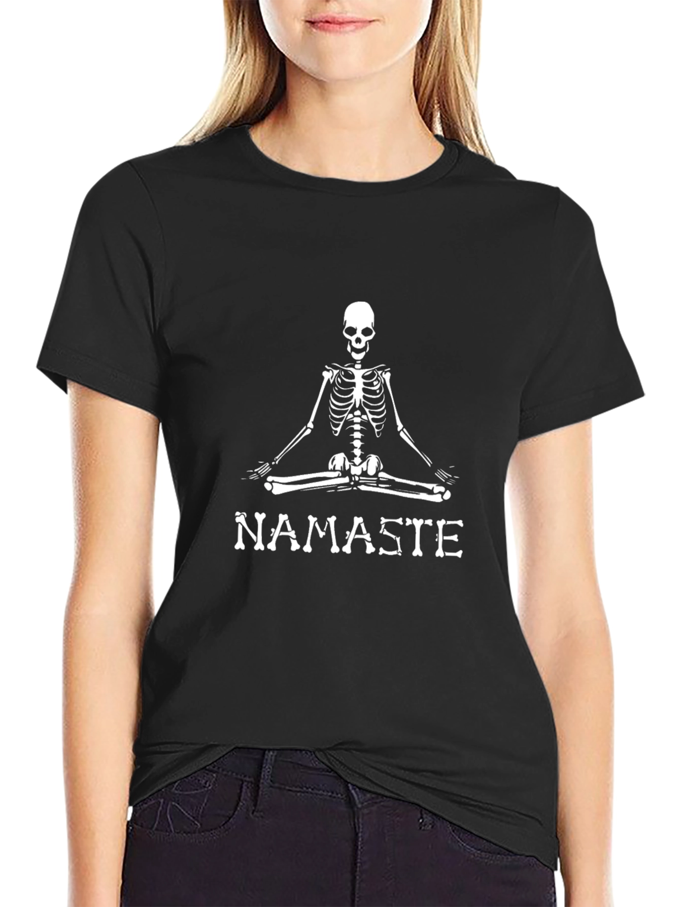 Namaste Skeleton Graphic T-Shirt