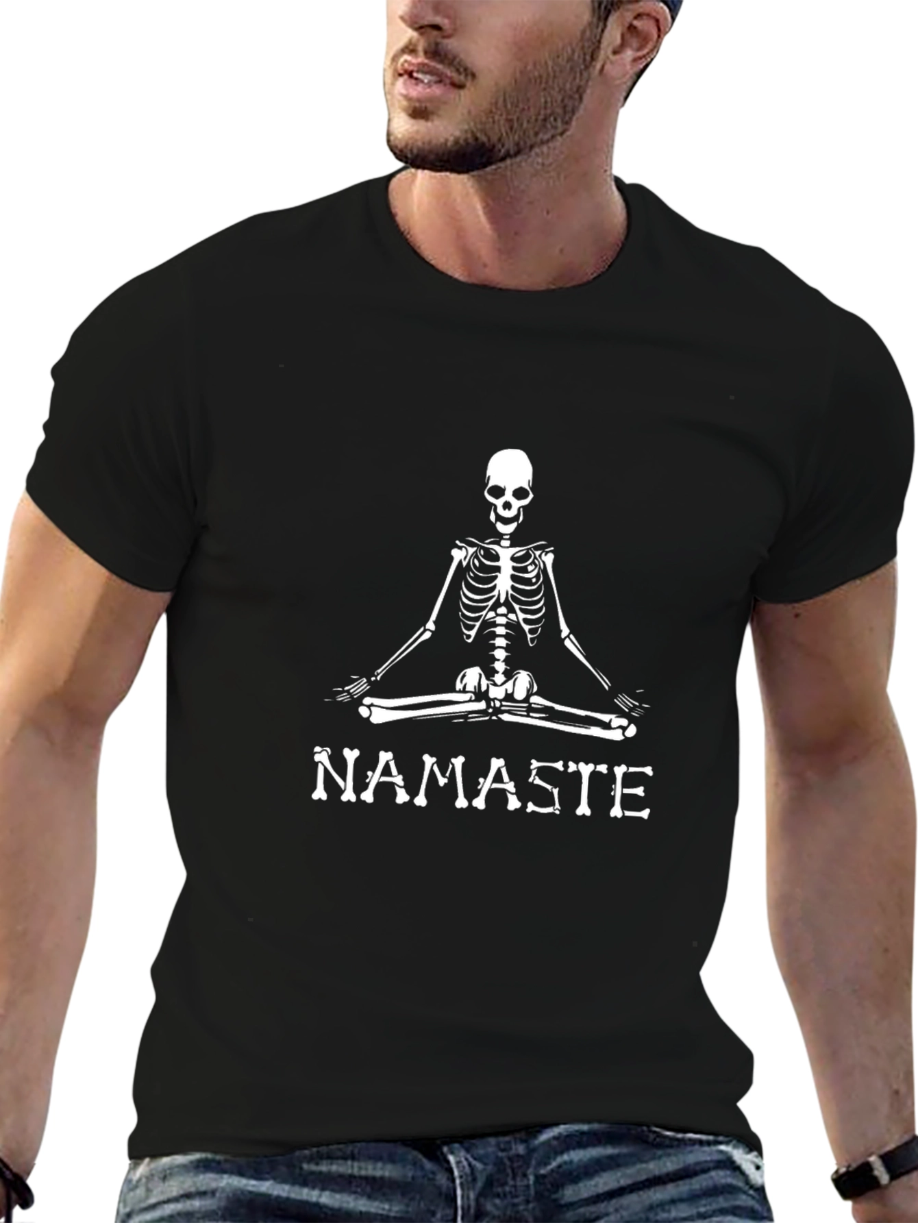 Namaste Skeleton Graphic T-Shirt