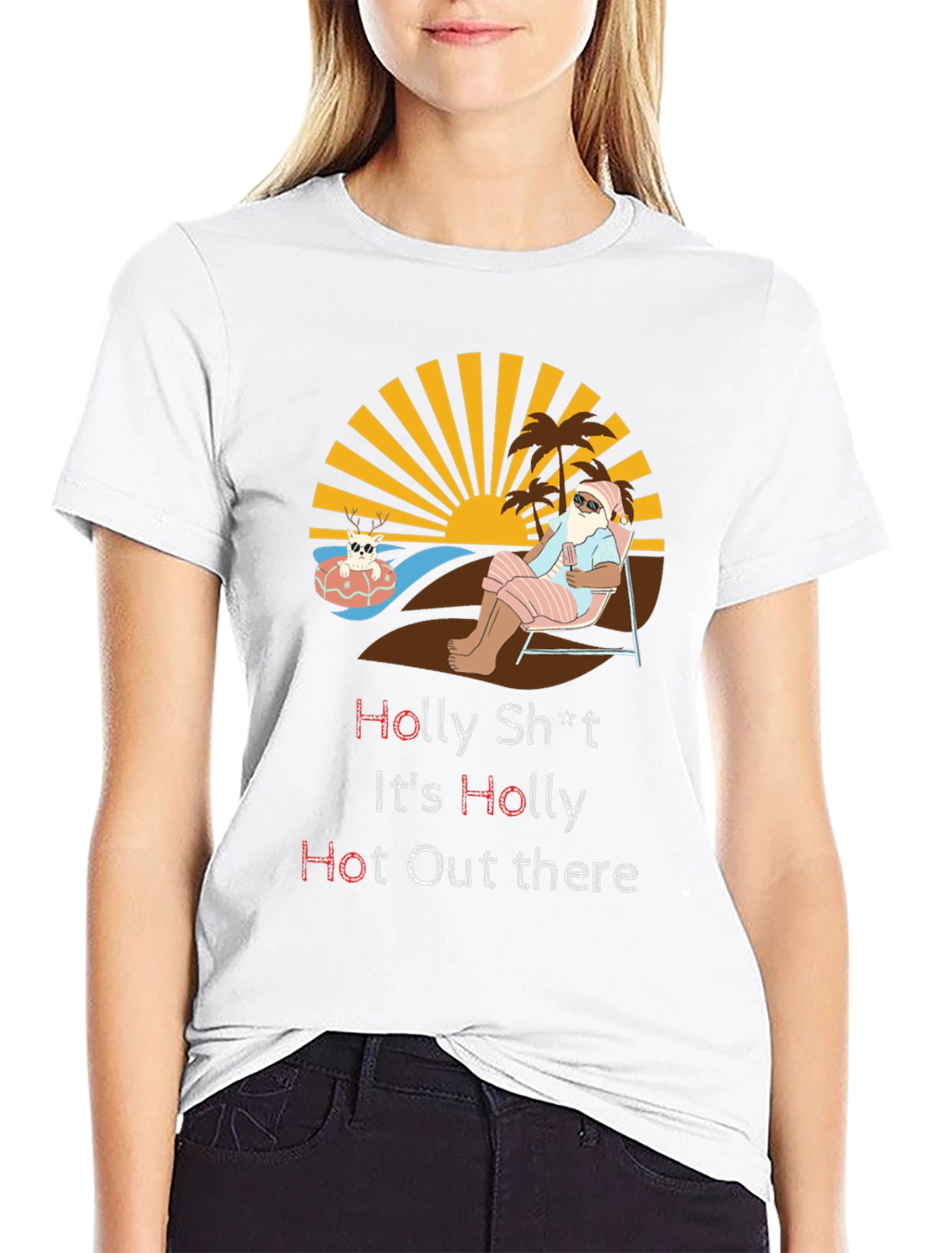 Holly Hot Santa Black Graphic Tee