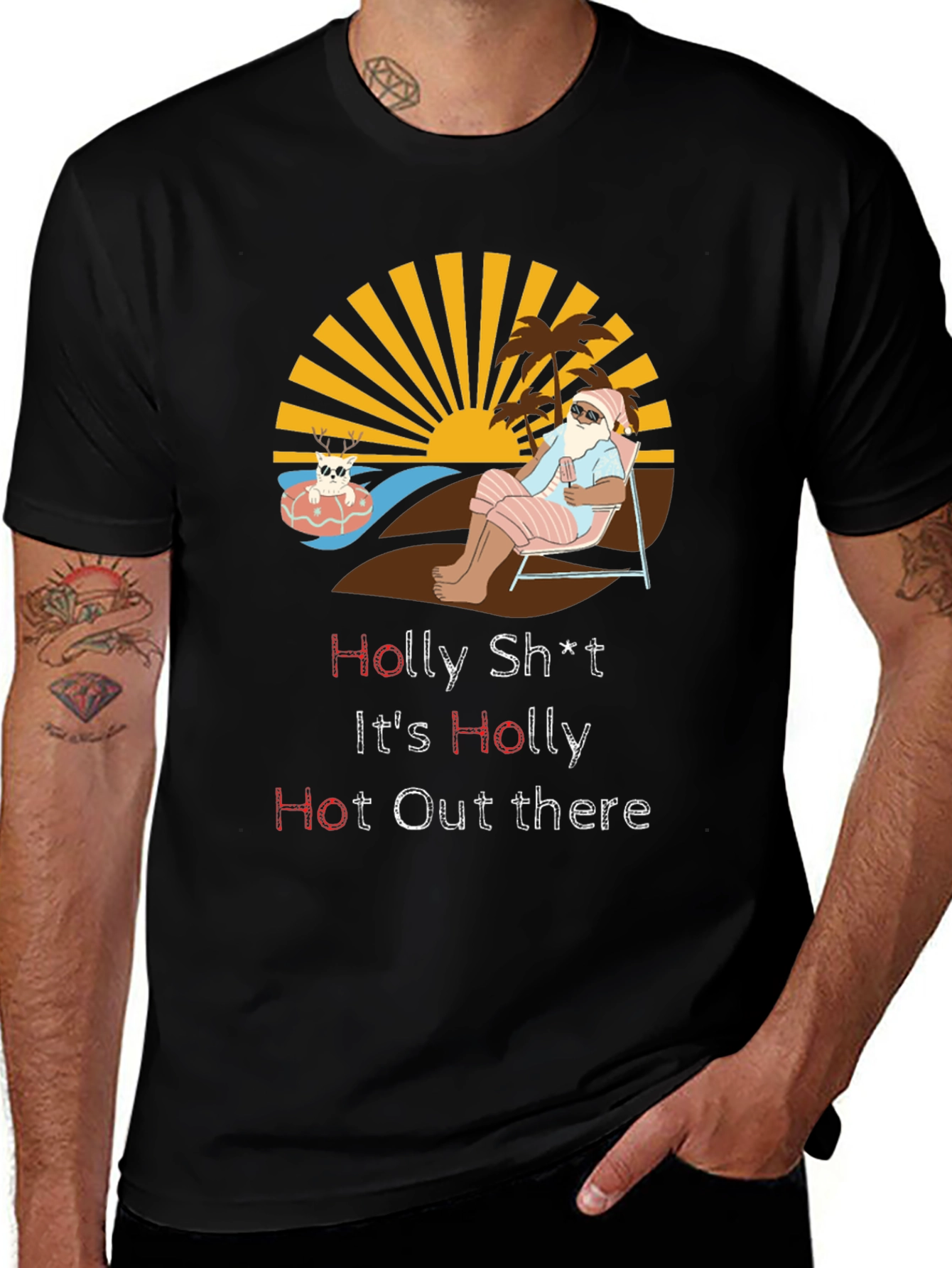 Holly Hot Santa Black Graphic Tee