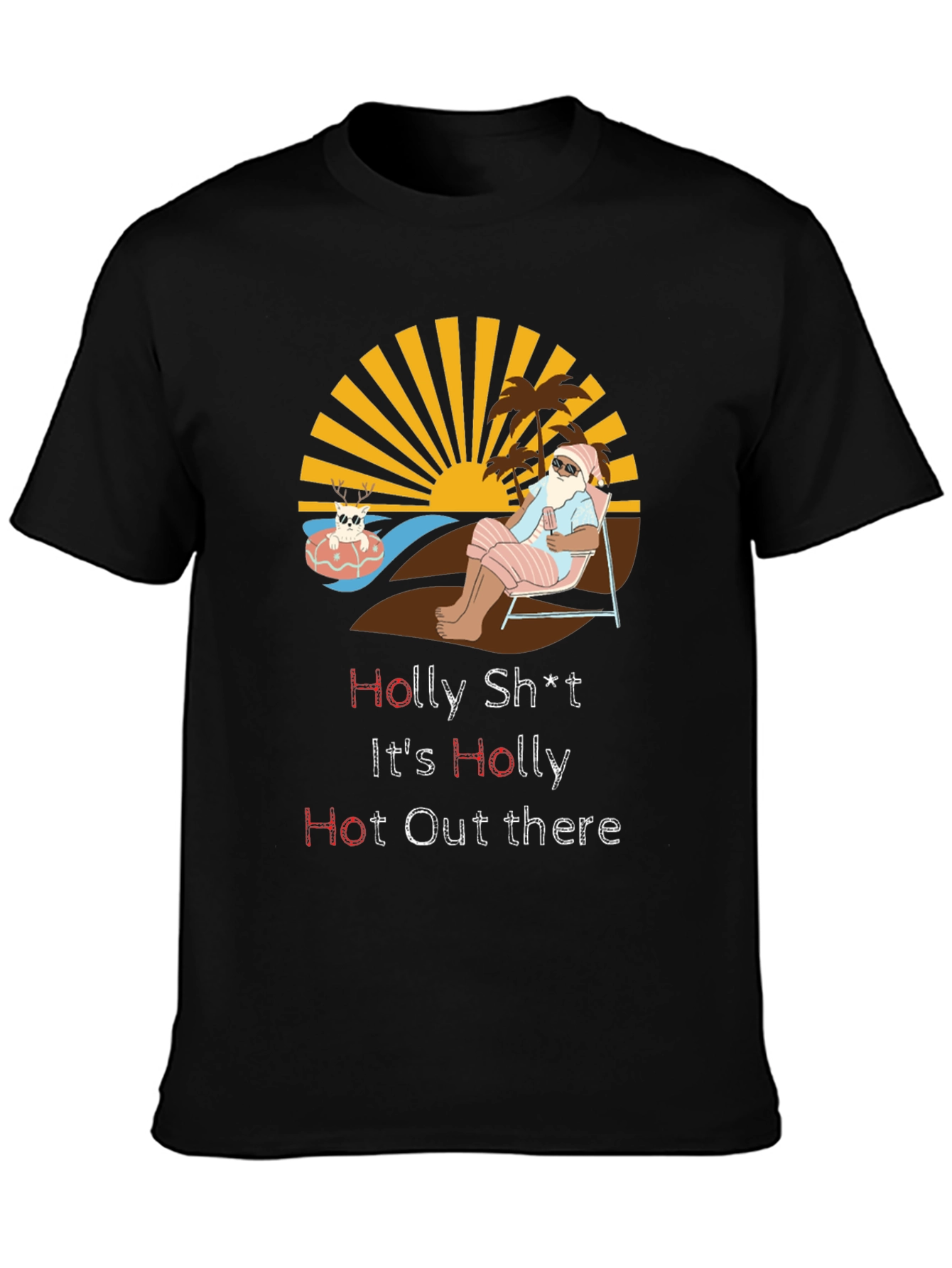 Holly Hot Santa Black Graphic Tee