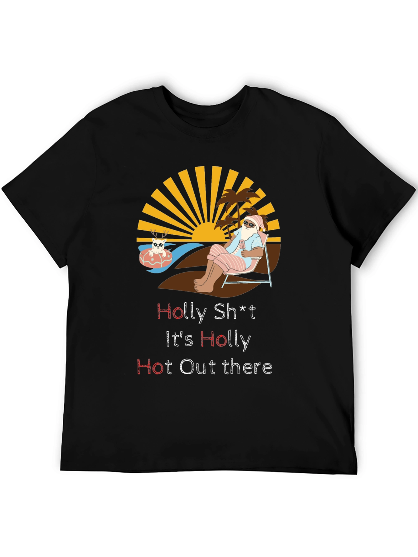 Holly Hot Santa Black Graphic Tee