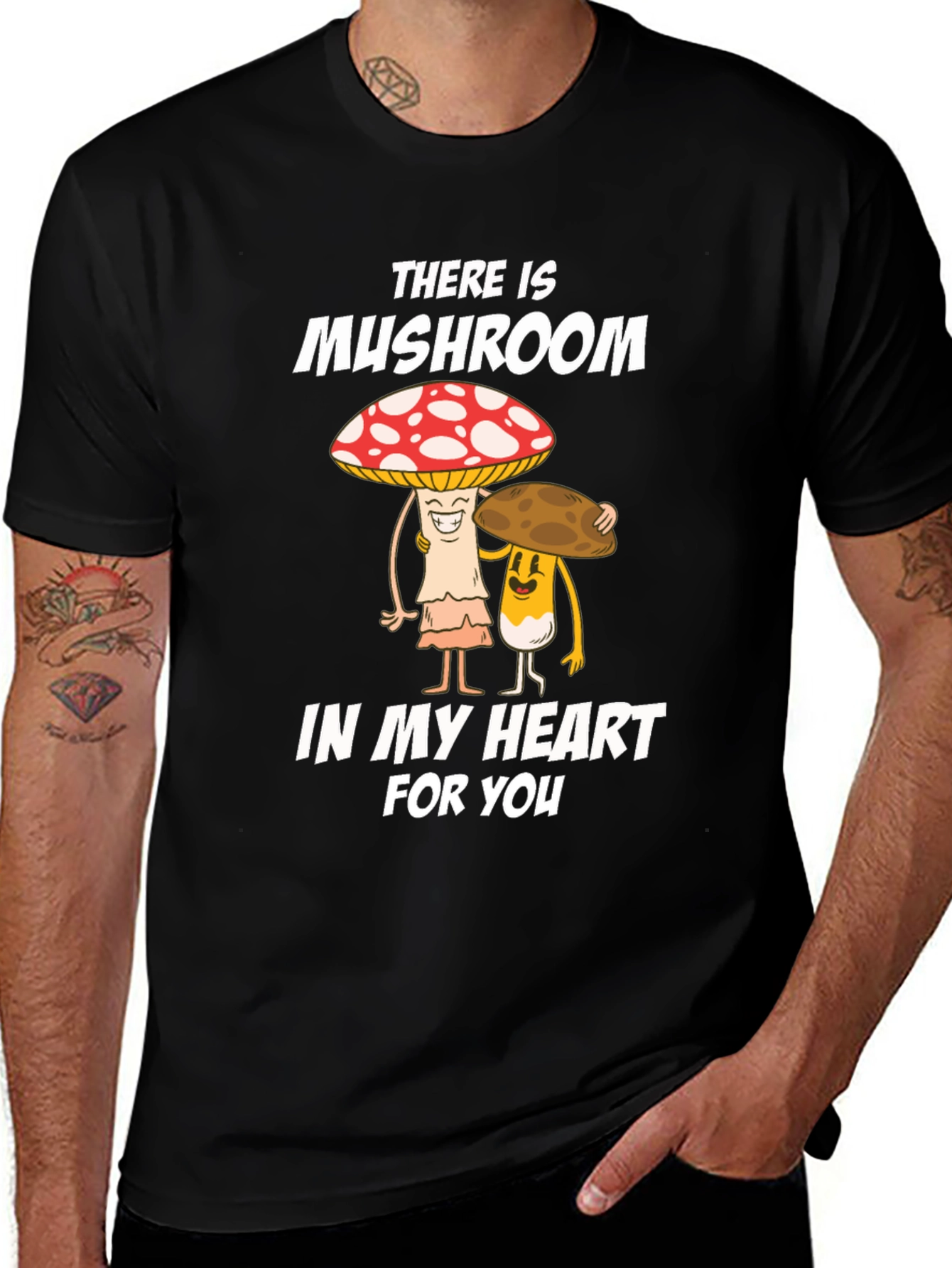 Mushroom Heart Graphic Tee - Cute Cartoon Design