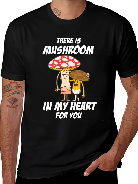 Mushroom Heart Graphic Tee - Cute Cartoon Design