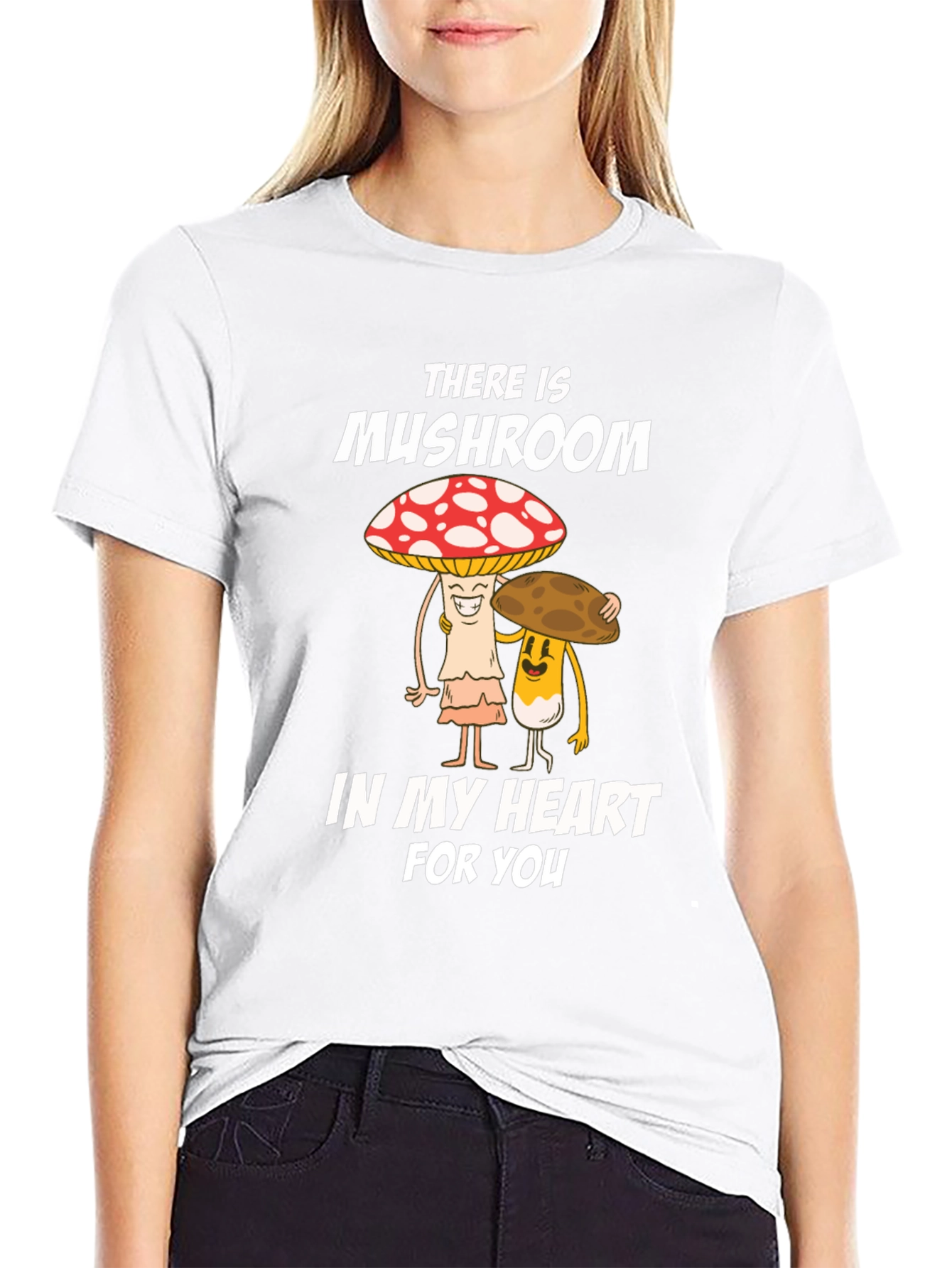 Mushroom Heart Graphic Tee - Cute Cartoon Design
