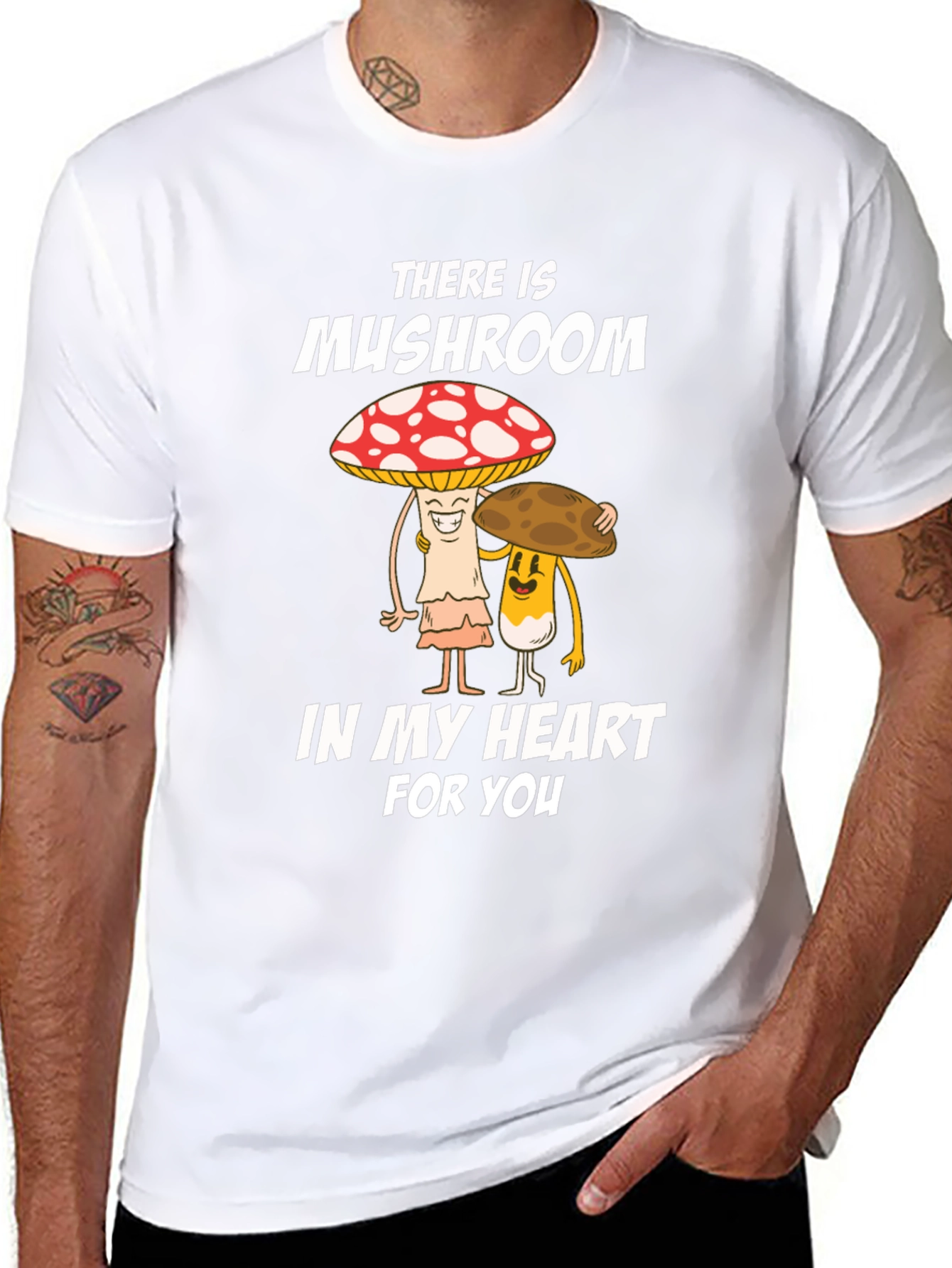 Mushroom Heart Graphic Tee - Cute Cartoon Design