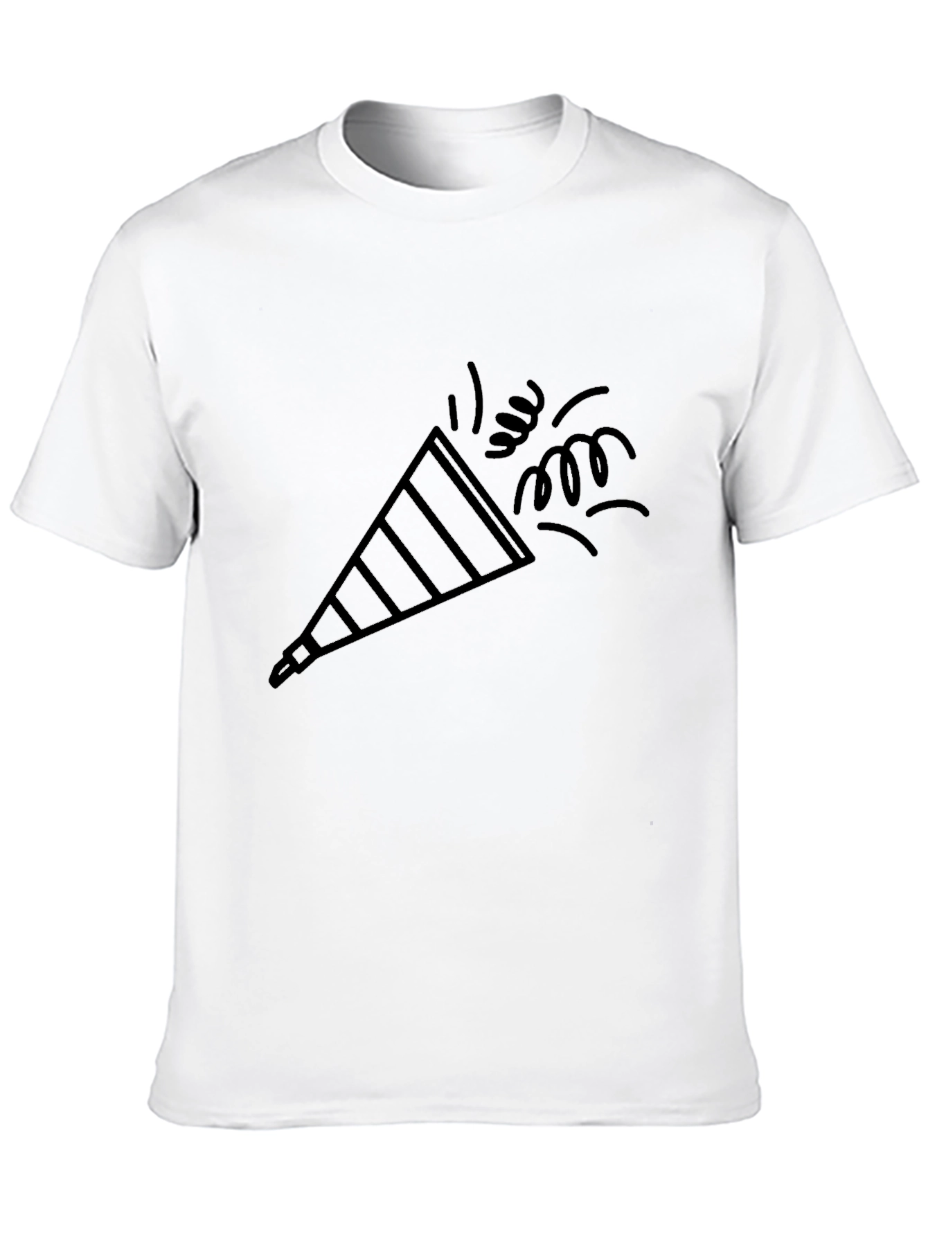Party Popper Graphic Tee - Black Cotton Comfort