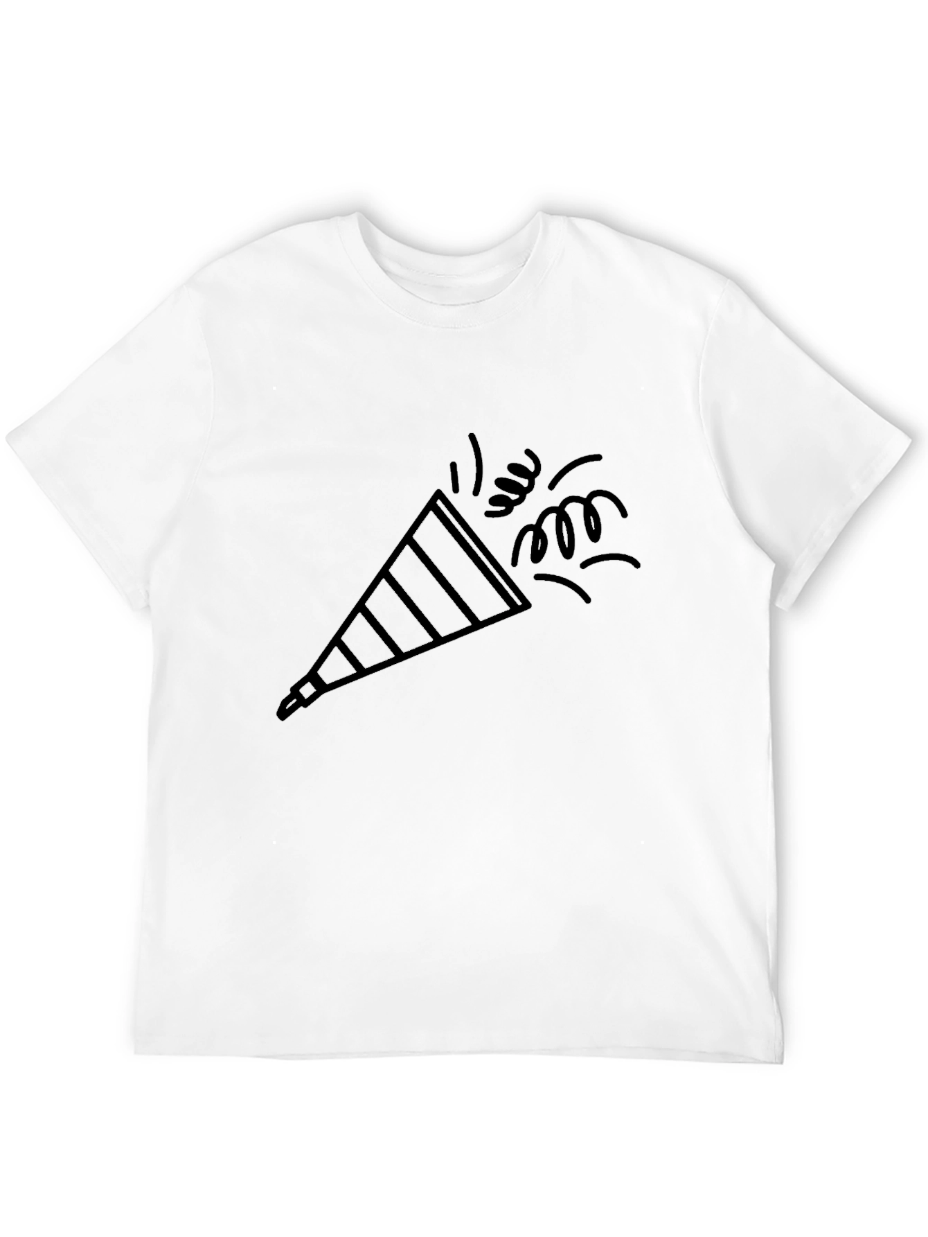 Party Popper Graphic Tee - Black Cotton Comfort