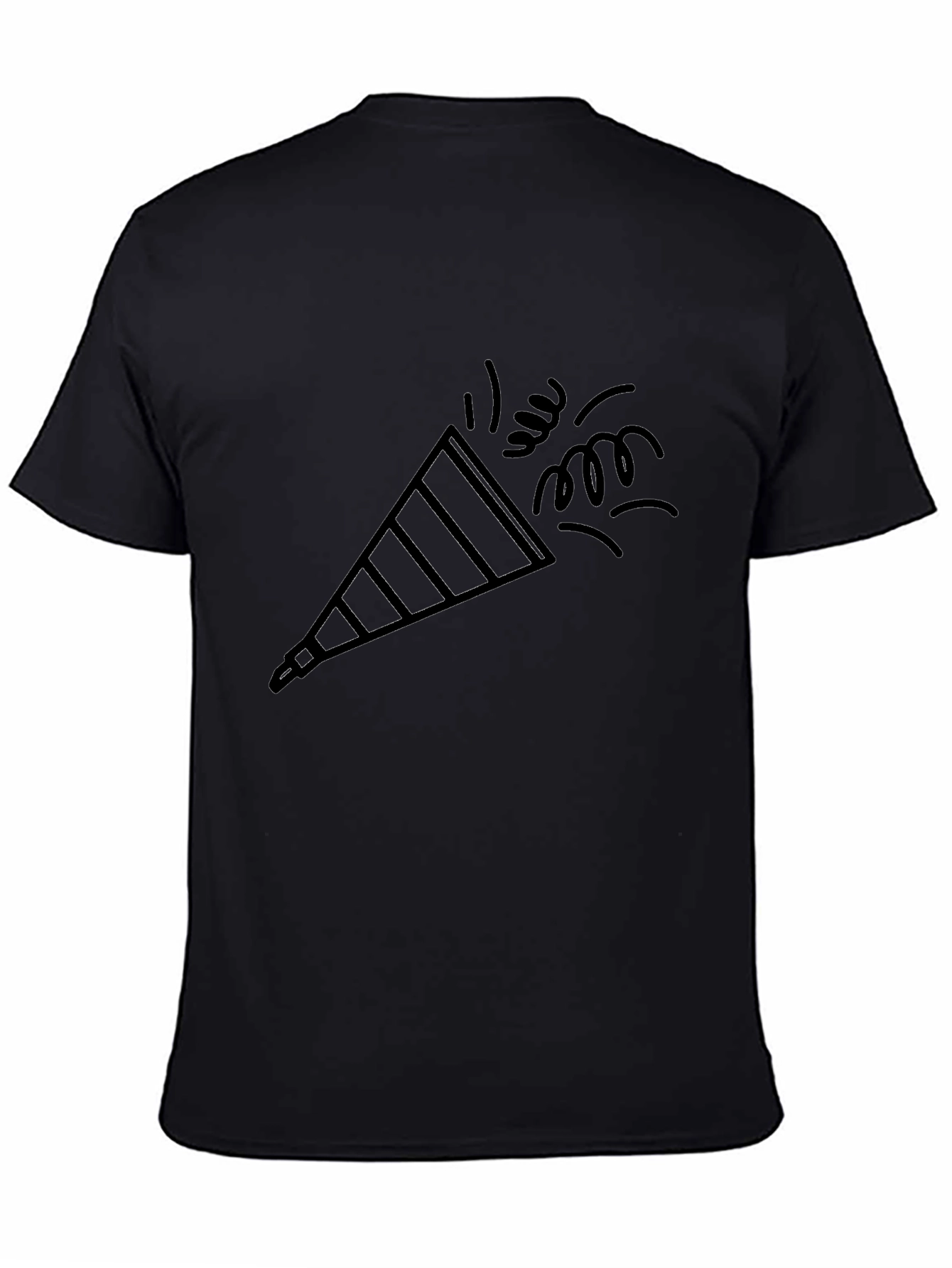 Party Popper Graphic Tee - Black Cotton Comfort