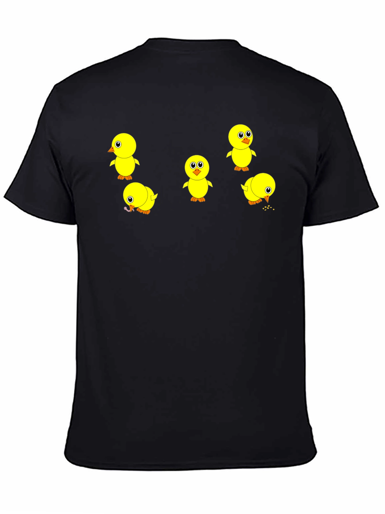Cute Chick Print Black T-Shirt