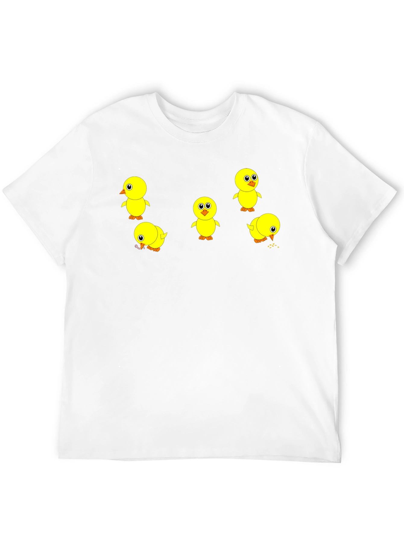 Cute Chick Print Black T-Shirt