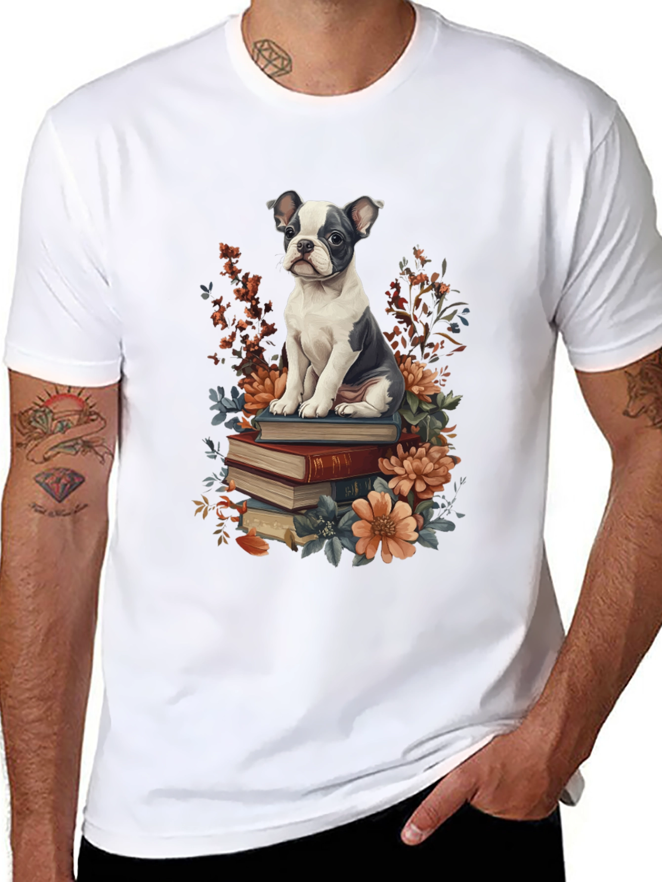 Dog on Books Graphic Tee