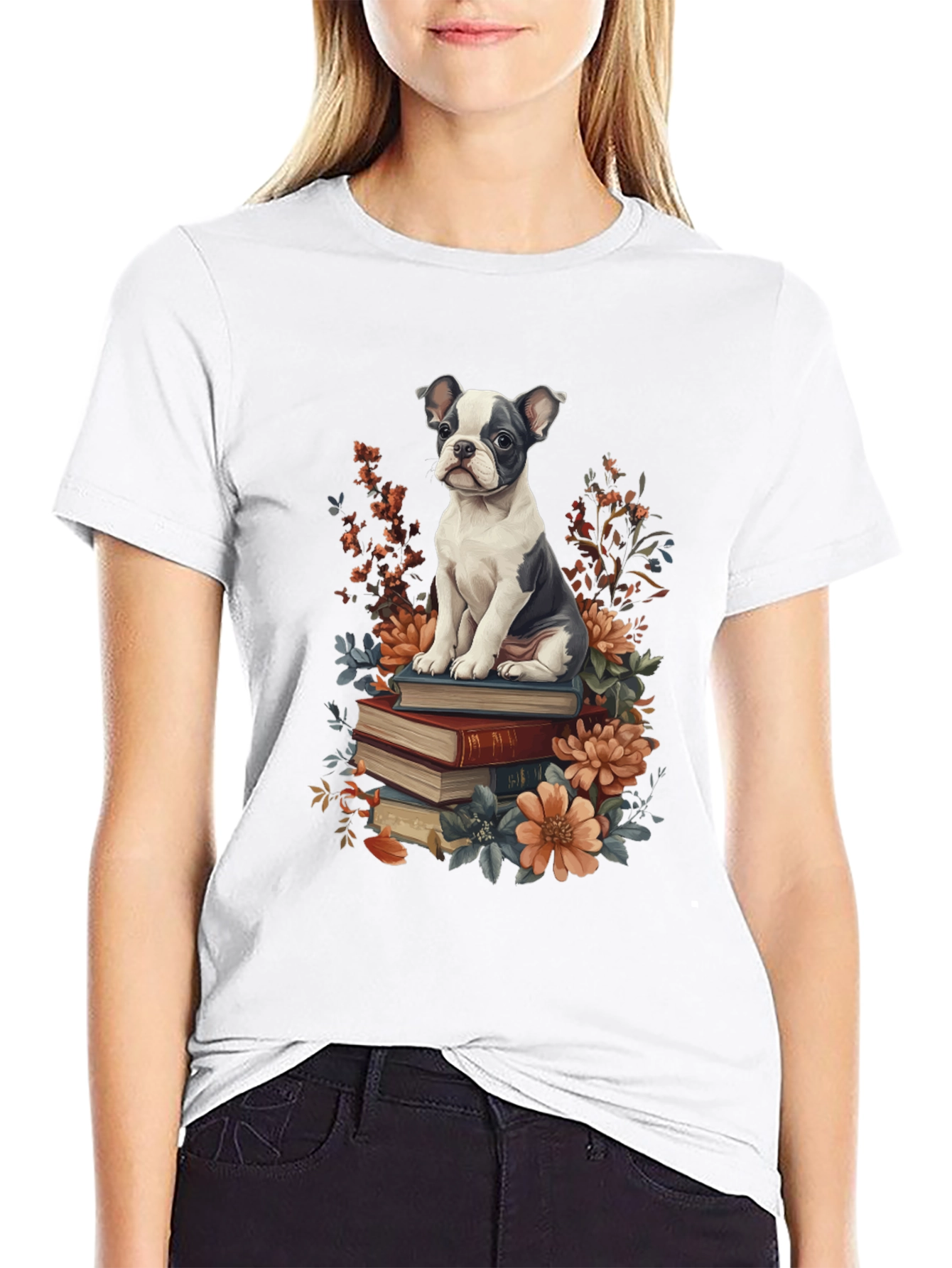 Dog on Books Graphic Tee
