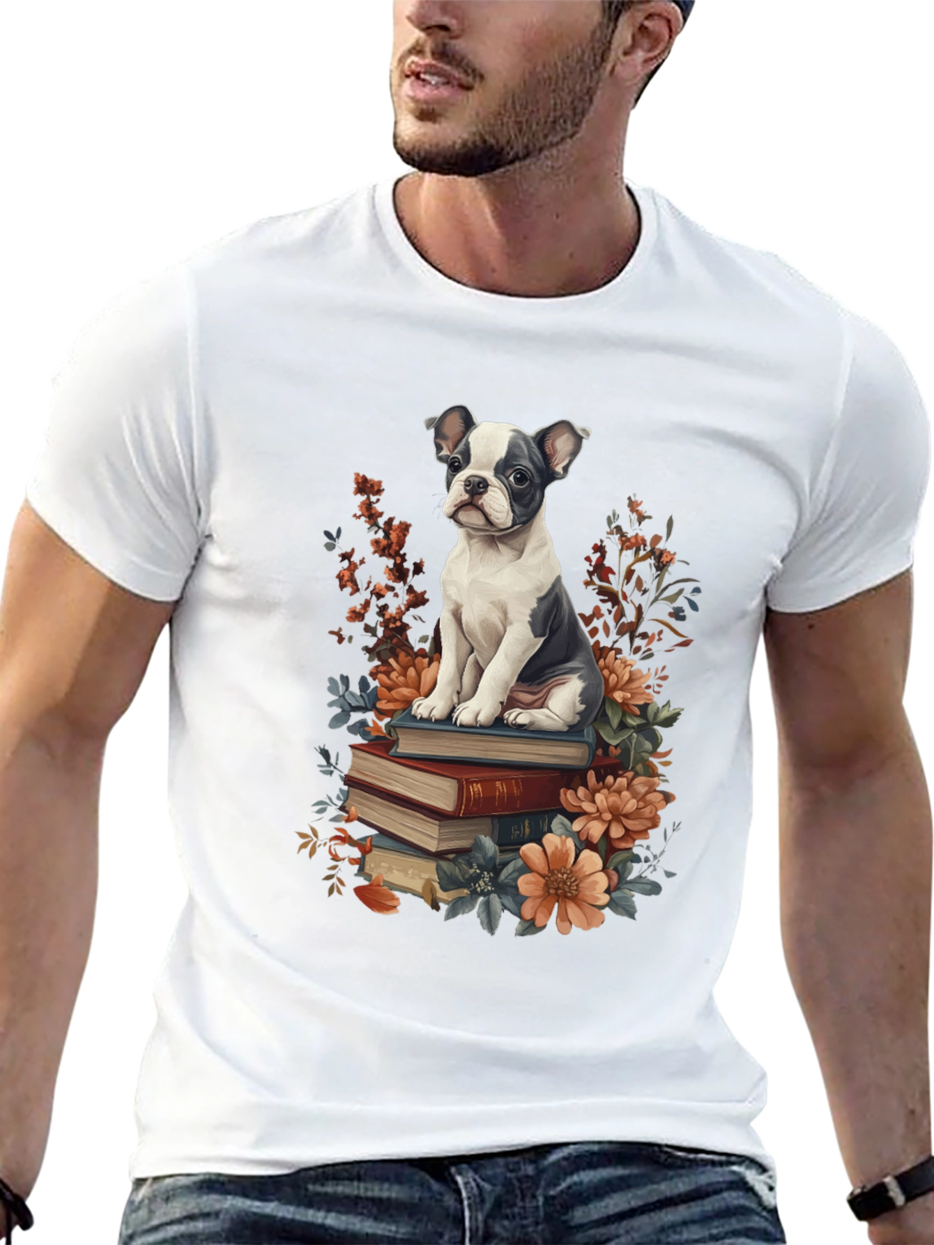 Dog on Books Graphic Tee