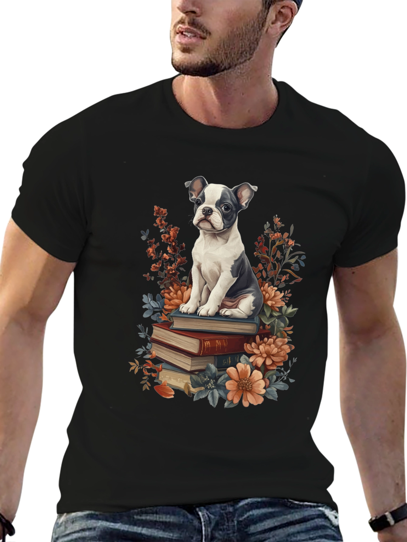 Dog on Books Graphic Tee