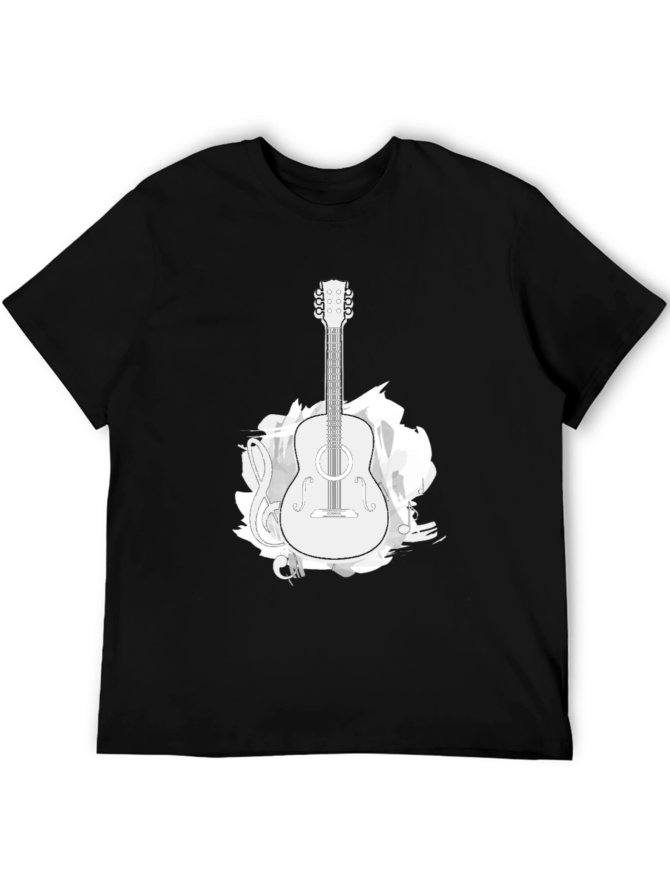 Guitar Music Graphic T-Shirt - Black